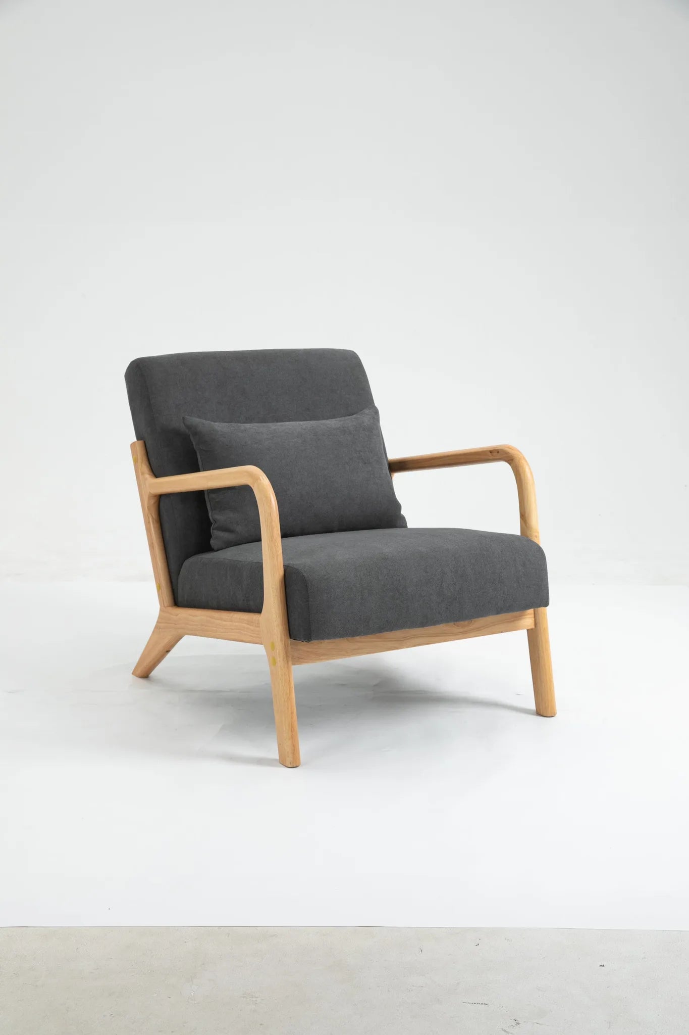 Mid Century Modern Accent Chair with Solid Wood Frame, Upholstered Living Room Chairs with Waist Cushion, Reading Armchair for Bedroom Sunroom detail view 8