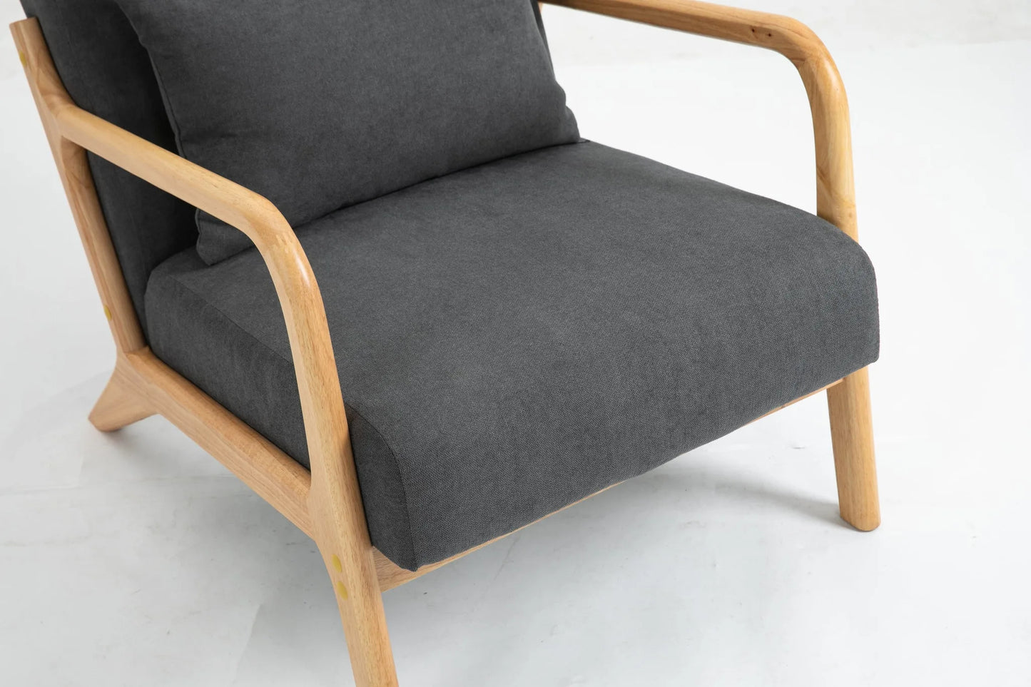 Mid Century Modern Accent Chair with Solid Wood Frame, Upholstered Living Room Chairs with Waist Cushion, Reading Armchair for Bedroom Sunroom detail view 10