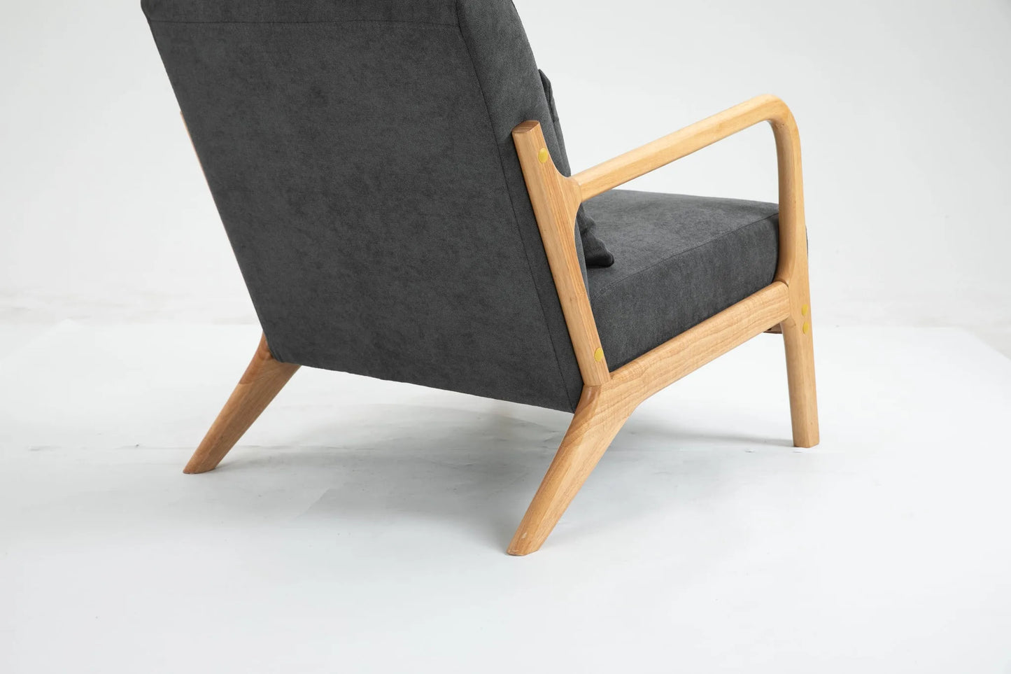 Mid Century Modern Accent Chair with Solid Wood Frame, Upholstered Living Room Chairs with Waist Cushion, Reading Armchair for Bedroom Sunroom detail view 11