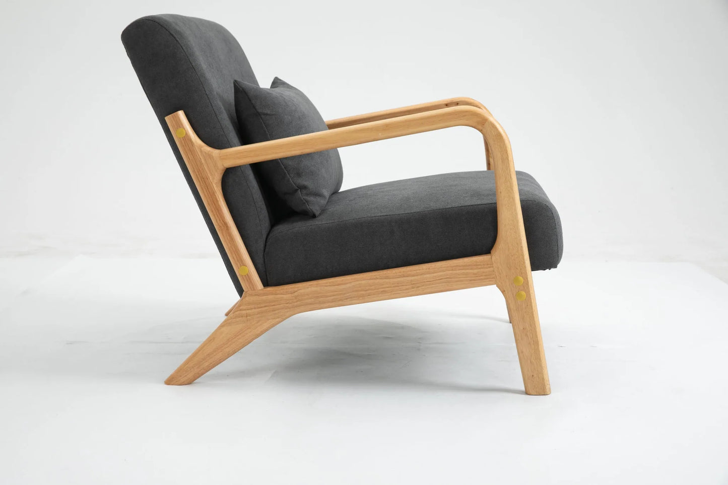 Mid Century Modern Accent Chair with Solid Wood Frame, Upholstered Living Room Chairs with Waist Cushion, Reading Armchair for Bedroom Sunroom detail view 12