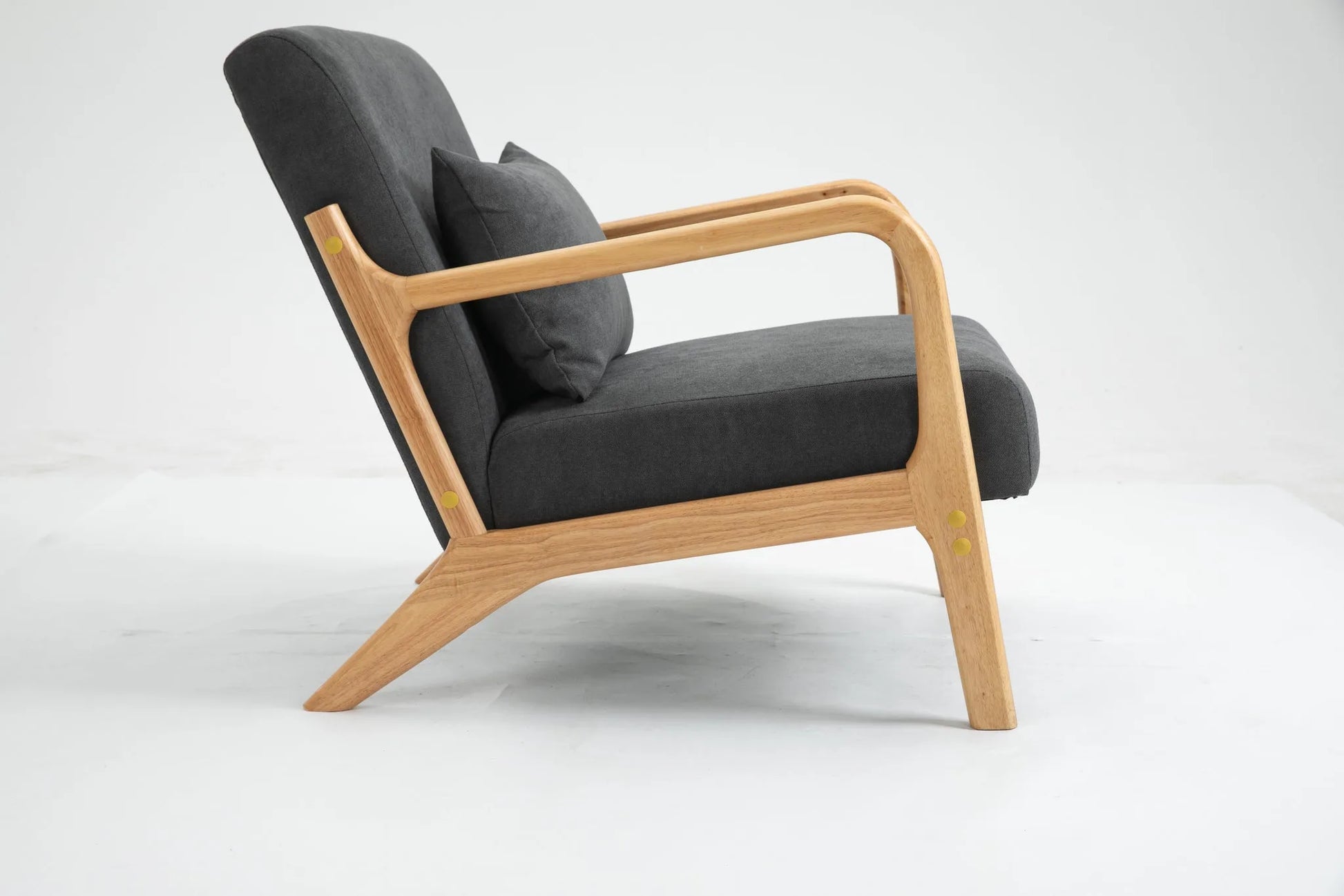 Mid Century Modern Accent Chair with Solid Wood Frame, Upholstered Living Room Chairs with Waist Cushion, Reading Armchair for Bedroom Sunroom detail view 12