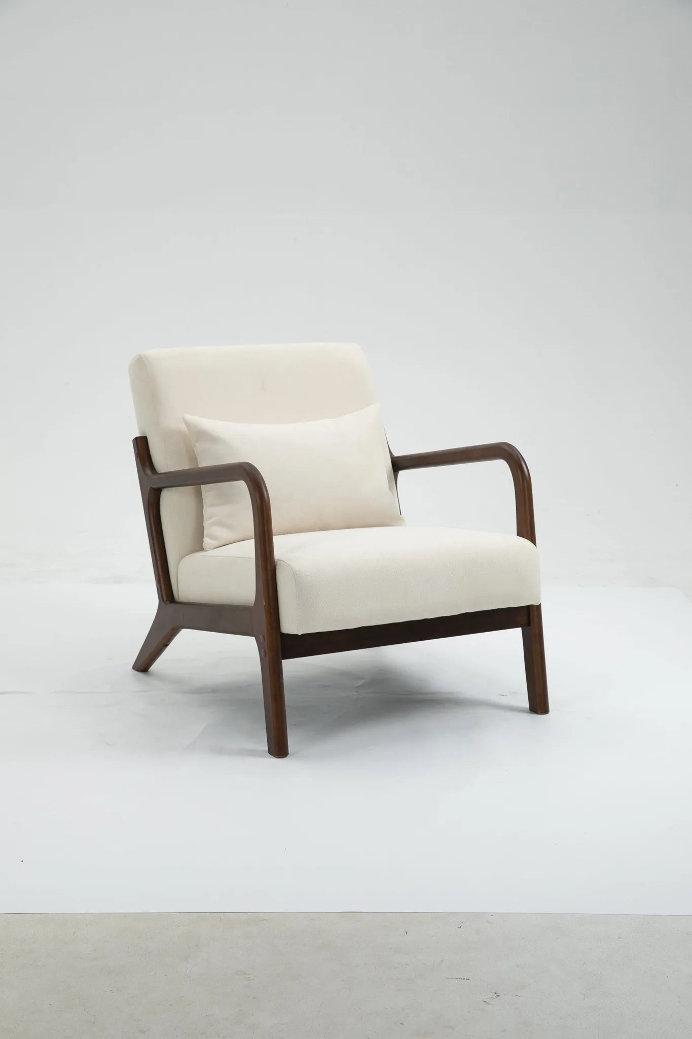 Mid Century Modern Accent Chair with Solid Wood Frame, Upholstered Living Room Chairs with Waist Cushion, Reading Armchair for Bedroom Sunroom detail view 21