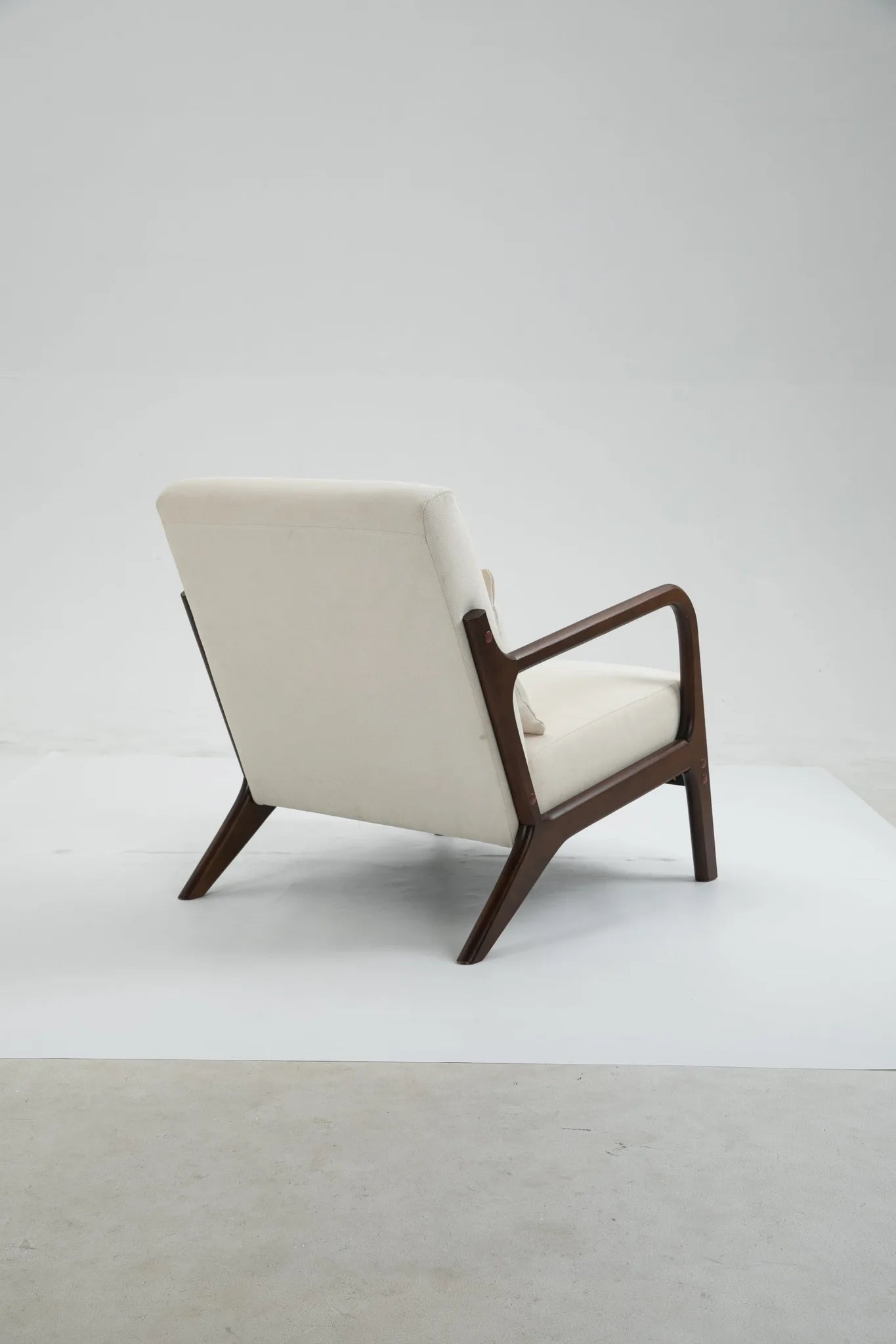 Mid Century Modern Accent Chair with Solid Wood Frame, Upholstered Living Room Chairs with Waist Cushion, Reading Armchair for Bedroom Sunroom detail view 24