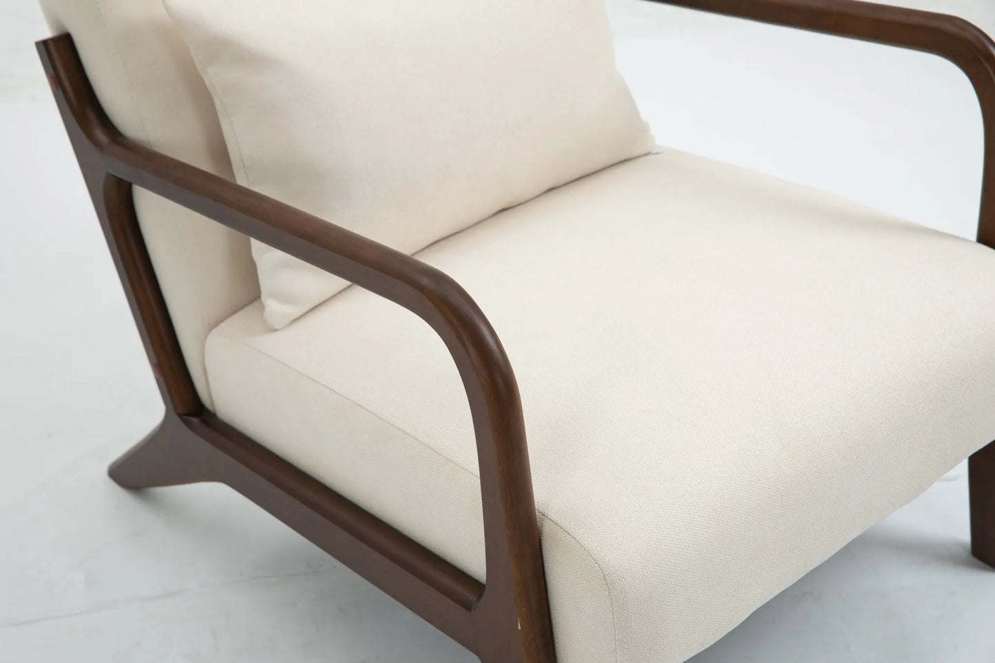 Mid Century Modern Accent Chair with Solid Wood Frame, Upholstered Living Room Chairs with Waist Cushion, Reading Armchair for Bedroom Sunroom detail view 25
