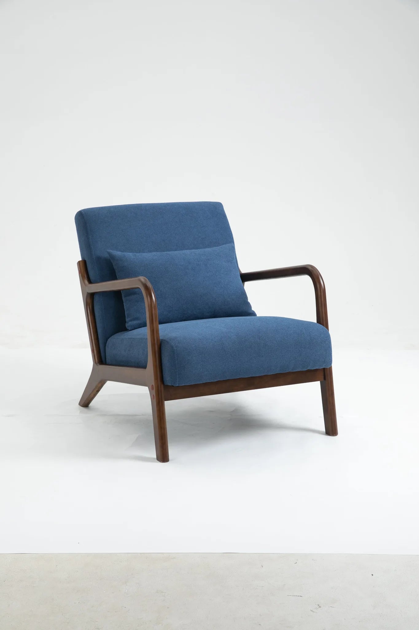 Mid Century Modern Accent Chair with Solid Wood Frame, Upholstered Living Room Chairs with Waist Cushion, Reading Armchair for Bedroom Sunroom detail view 30