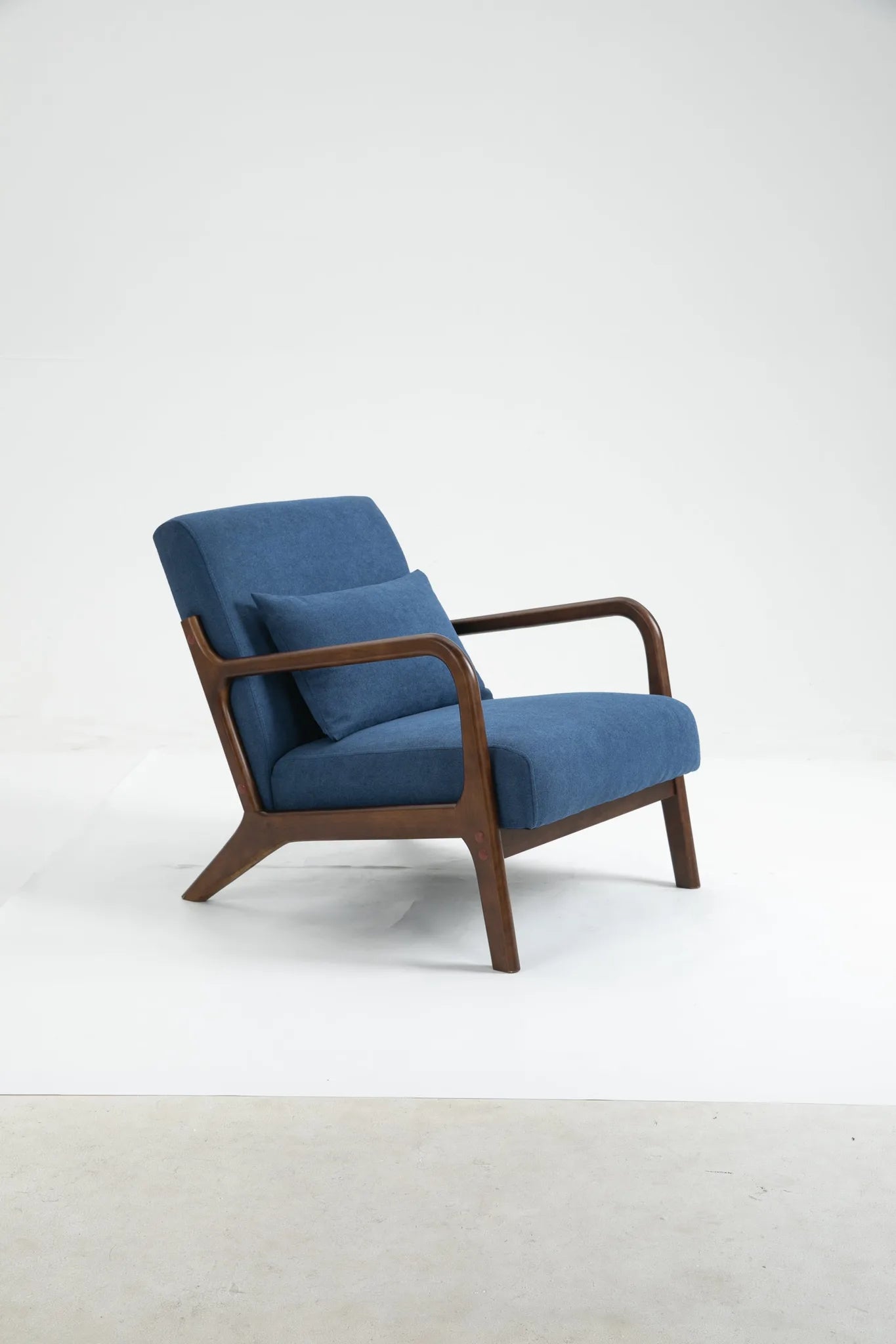 Mid Century Modern Accent Chair with Solid Wood Frame, Upholstered Living Room Chairs with Waist Cushion, Reading Armchair for Bedroom Sunroom detail view 31
