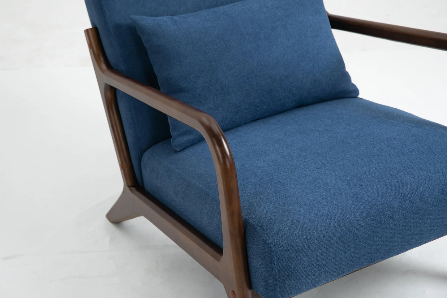 Mid Century Modern Accent Chair with Solid Wood Frame, Upholstered Living Room Chairs with Waist Cushion, Reading Armchair for Bedroom Sunroom detail view 33