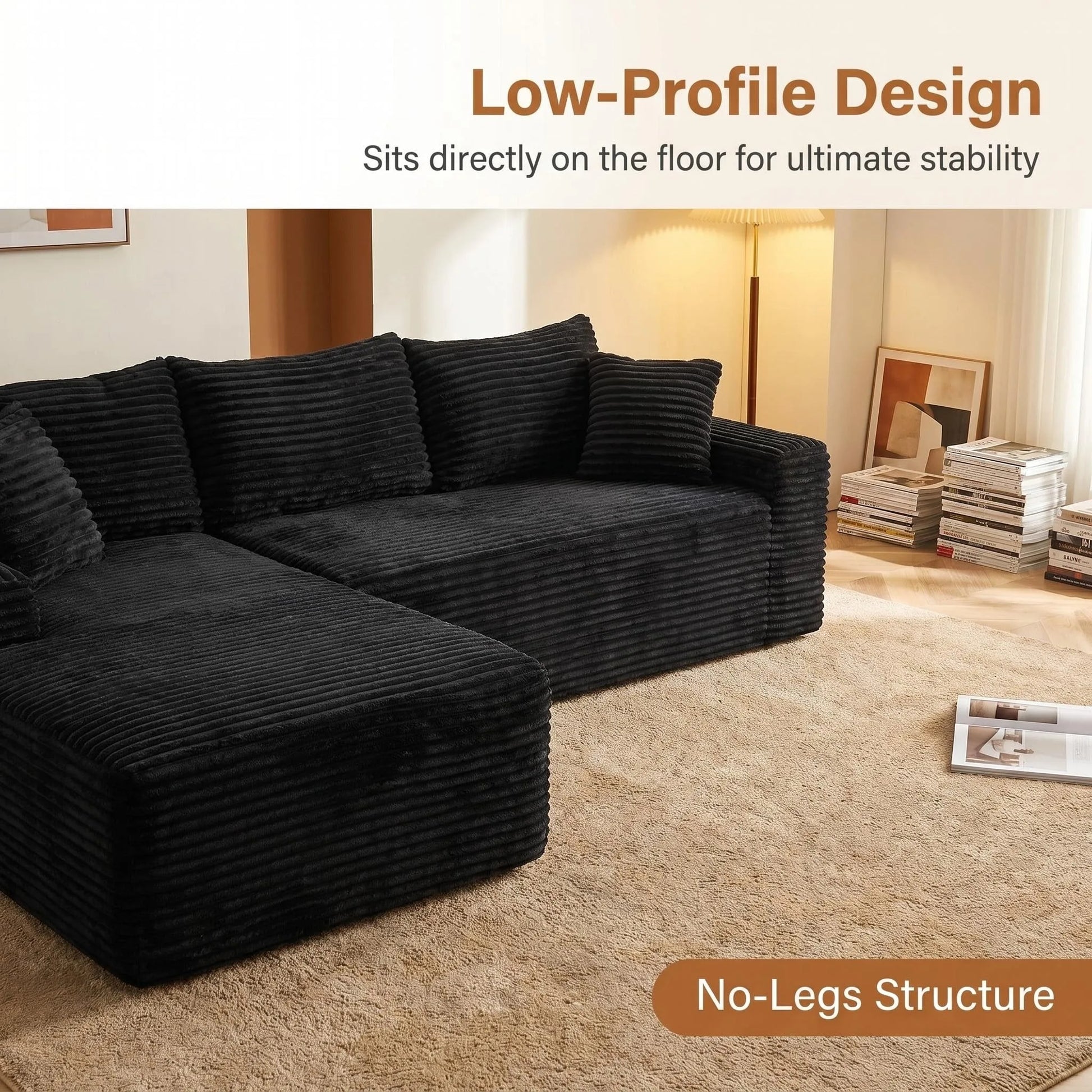 94.5' Cloud Modular Sectional Sofa Couch with L-Shape Chaise, Modern Minimalist Upholstered Couches for Living Room Bedroom, Deep Seat Corner Couch, No Assembly Required detail view 4