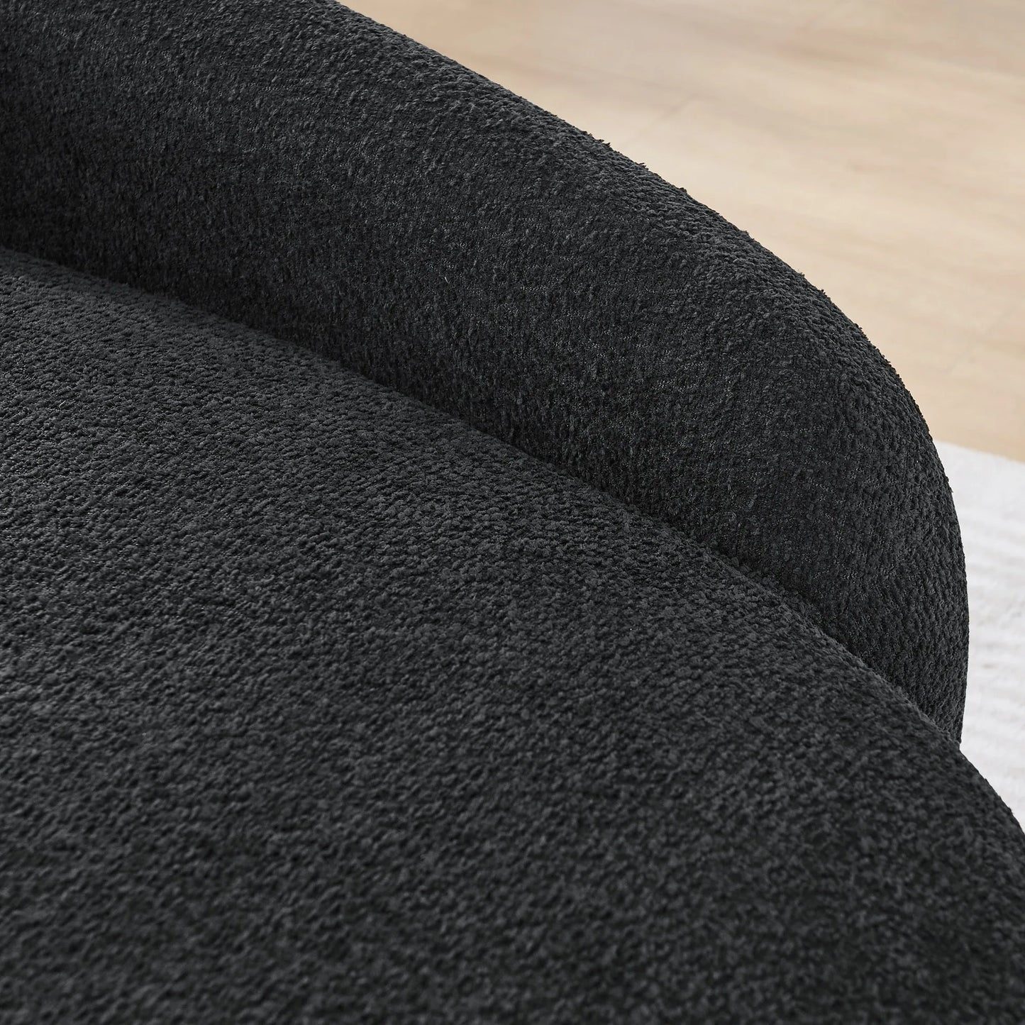 Modern Oval Single Lazy Sofa Chair with Integrated Backrest, Side Armrest and Pillow, Compact Space-Saving Lounge Chair for Living Room Bedroom-Black detail view 12