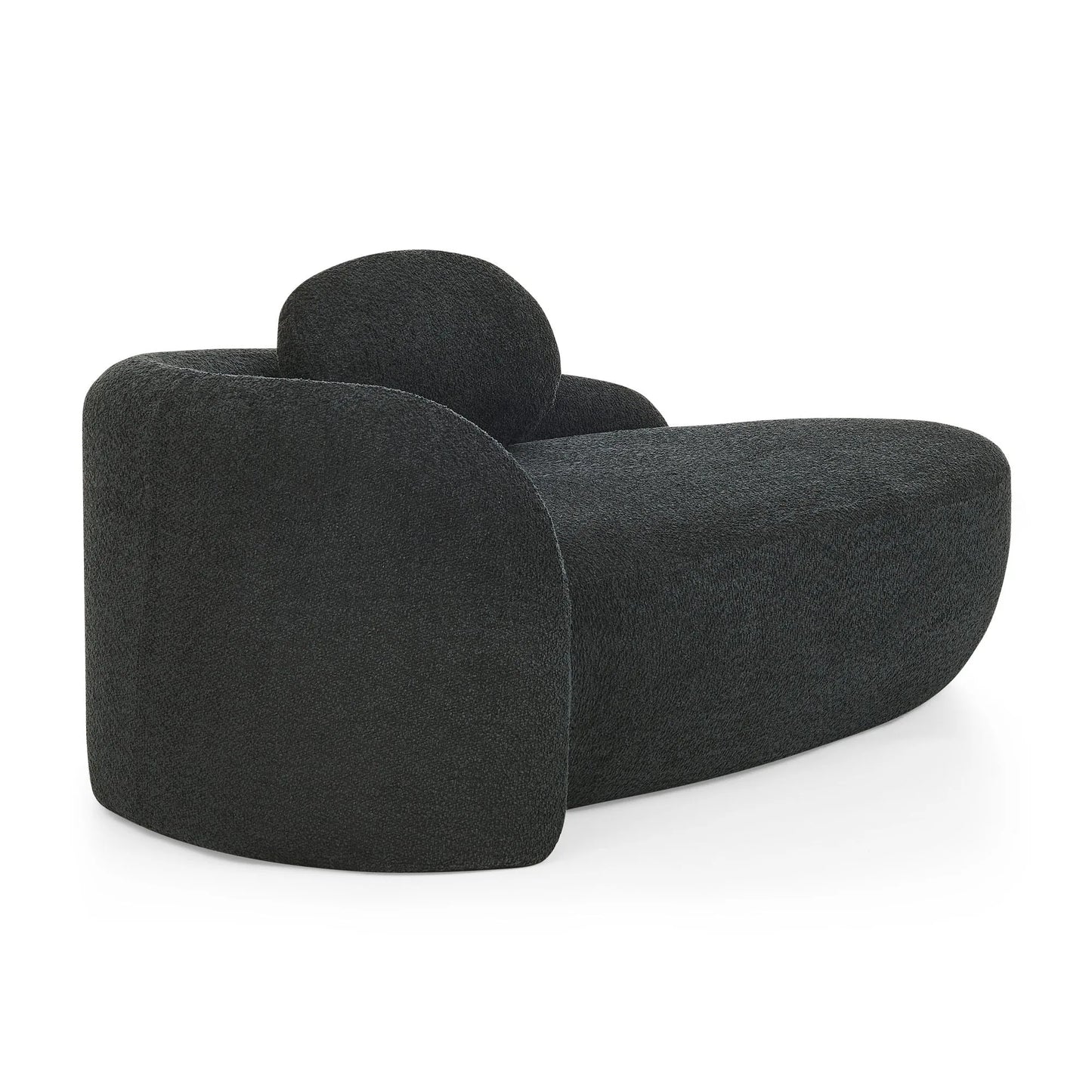 Modern Oval Single Lazy Sofa Chair with Integrated Backrest, Side Armrest and Pillow, Compact Space-Saving Lounge Chair for Living Room Bedroom-Black detail view 16