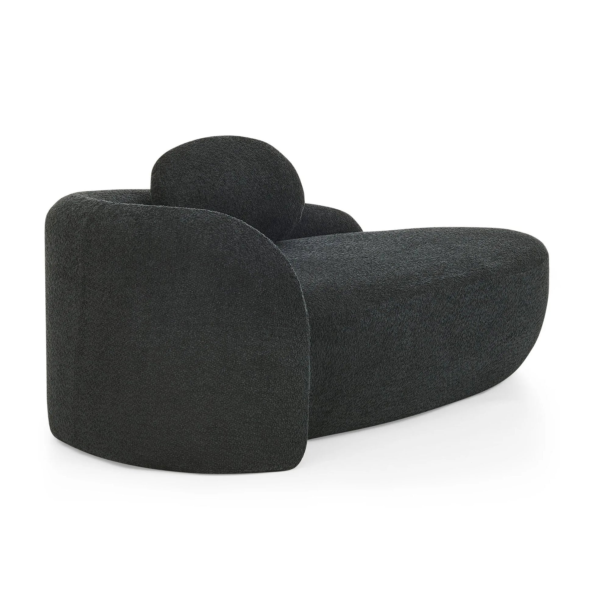 Modern Oval Single Lazy Sofa Chair with Integrated Backrest, Side Armrest and Pillow, Compact Space-Saving Lounge Chair for Living Room Bedroom-Black detail view 16