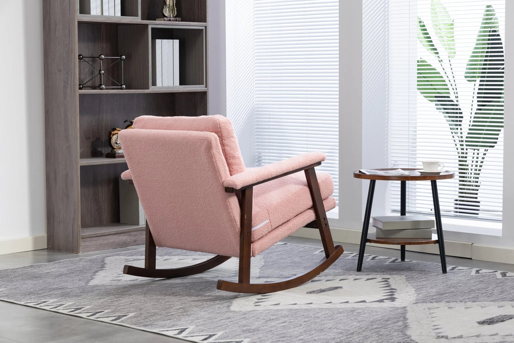 Mid Century Modern Accent Chair, rocking chair with Solid Wood Frame, Upholstered Living Room Chairs, Reading Armchair for Bedroom Sunroom detail view 5