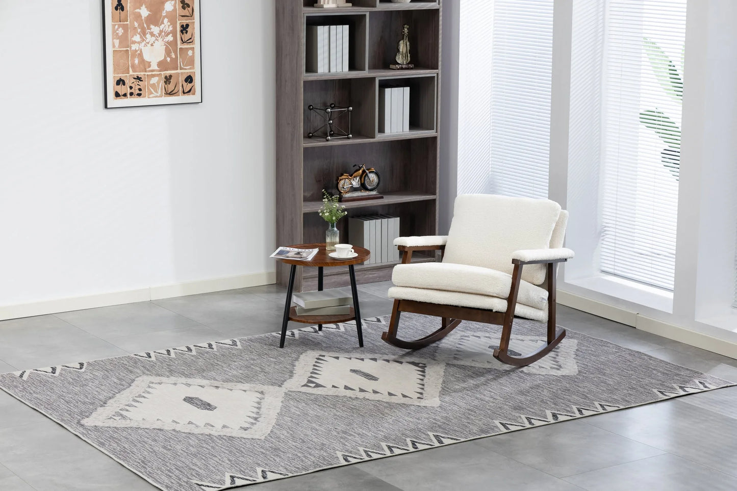 Mid Century Modern Accent Chair, rocking chair with Solid Wood Frame, Upholstered Living Room Chairs, Reading Armchair for Bedroom Sunroom detail view 24