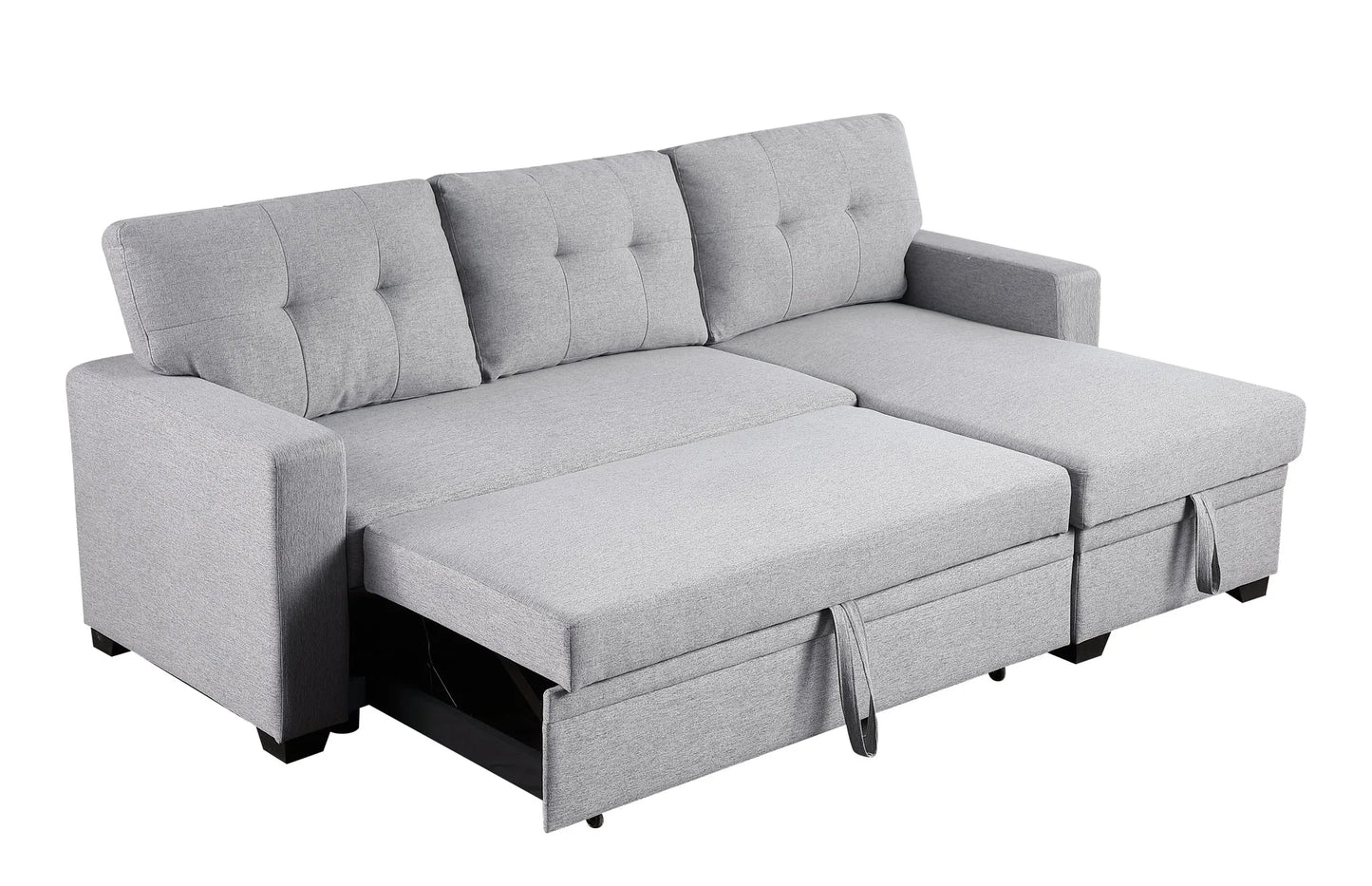 Upholstered Pull out Sectional Sofa with Chaise detail view 3