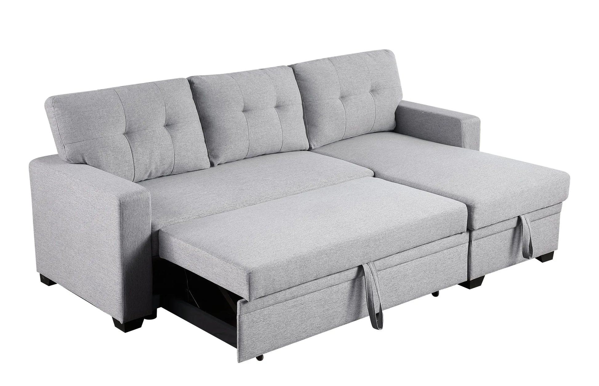 Upholstered Pull out Sectional Sofa with Chaise detail view 3