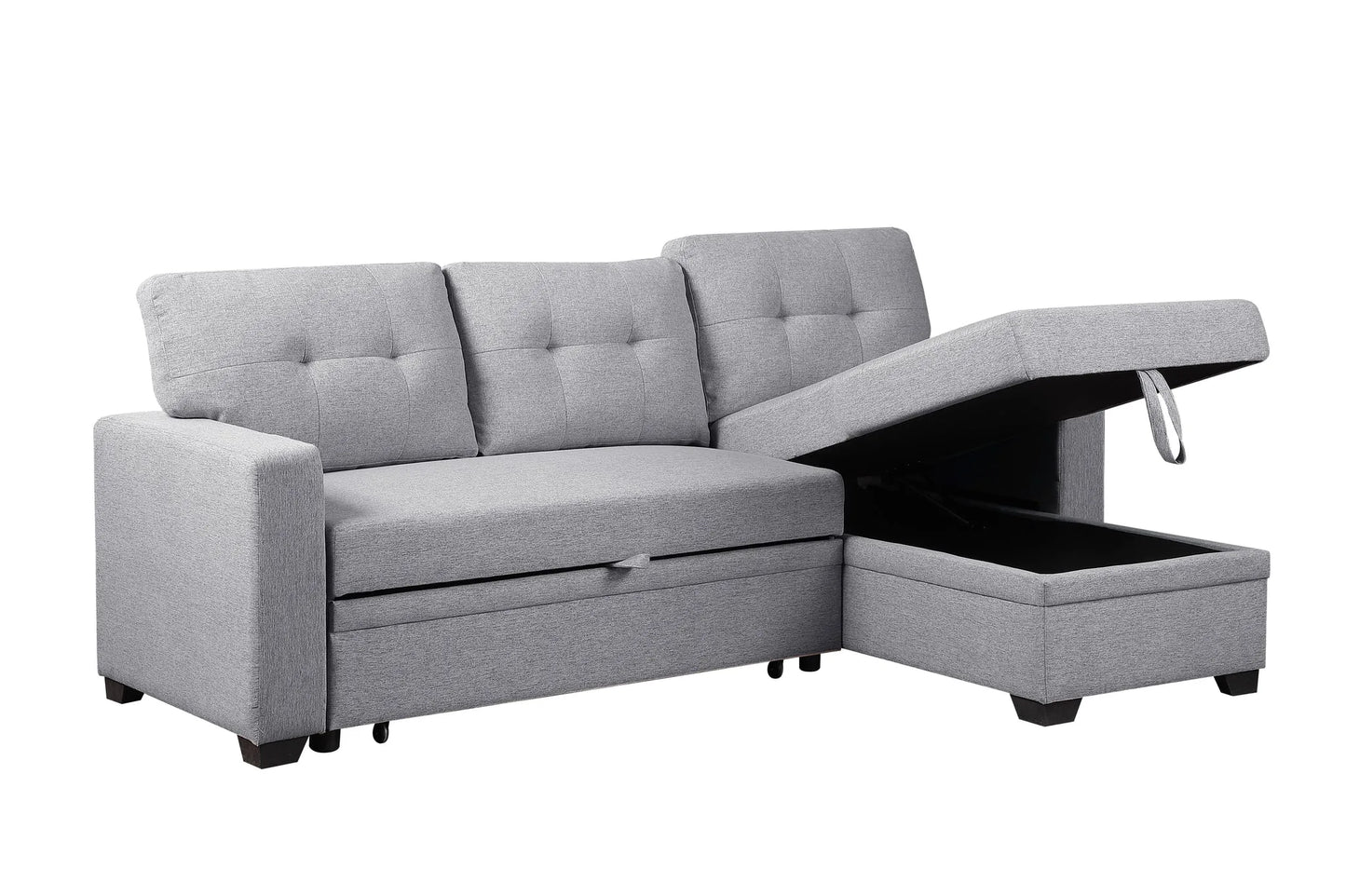 Upholstered Pull out Sectional Sofa with Chaise detail view 4