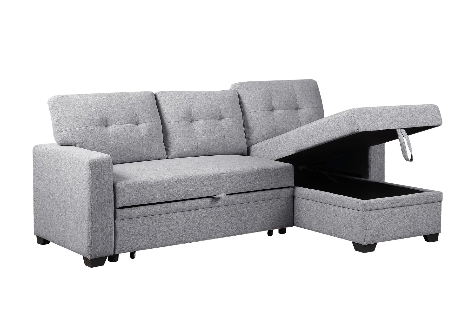 Upholstered Pull out Sectional Sofa with Chaise detail view 4