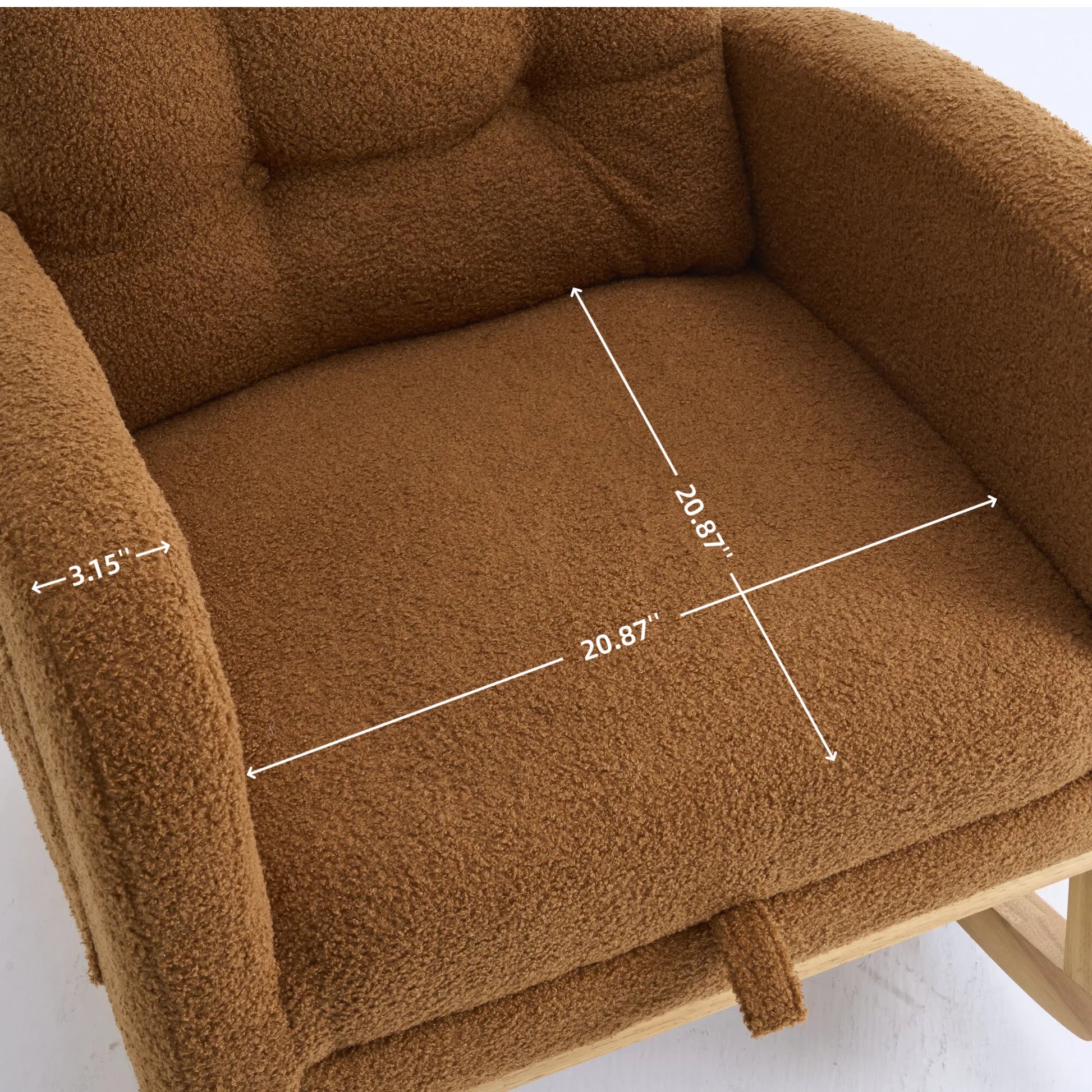 Caramel Accent Rocking Chair with Footrest High Back Rubber Wood Rocking Legs Bedroom Living Space 26.77D X 38.36W X 39.76H Inch detail view 11