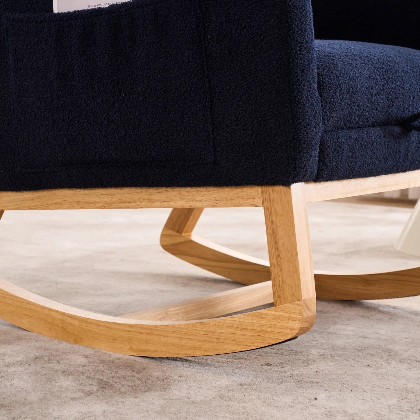 Caramel Accent Rocking Chair with Footrest High Back Rubber Wood Rocking Legs Bedroom Living Space 26.77D X 38.36W X 39.76H Inch detail view 19
