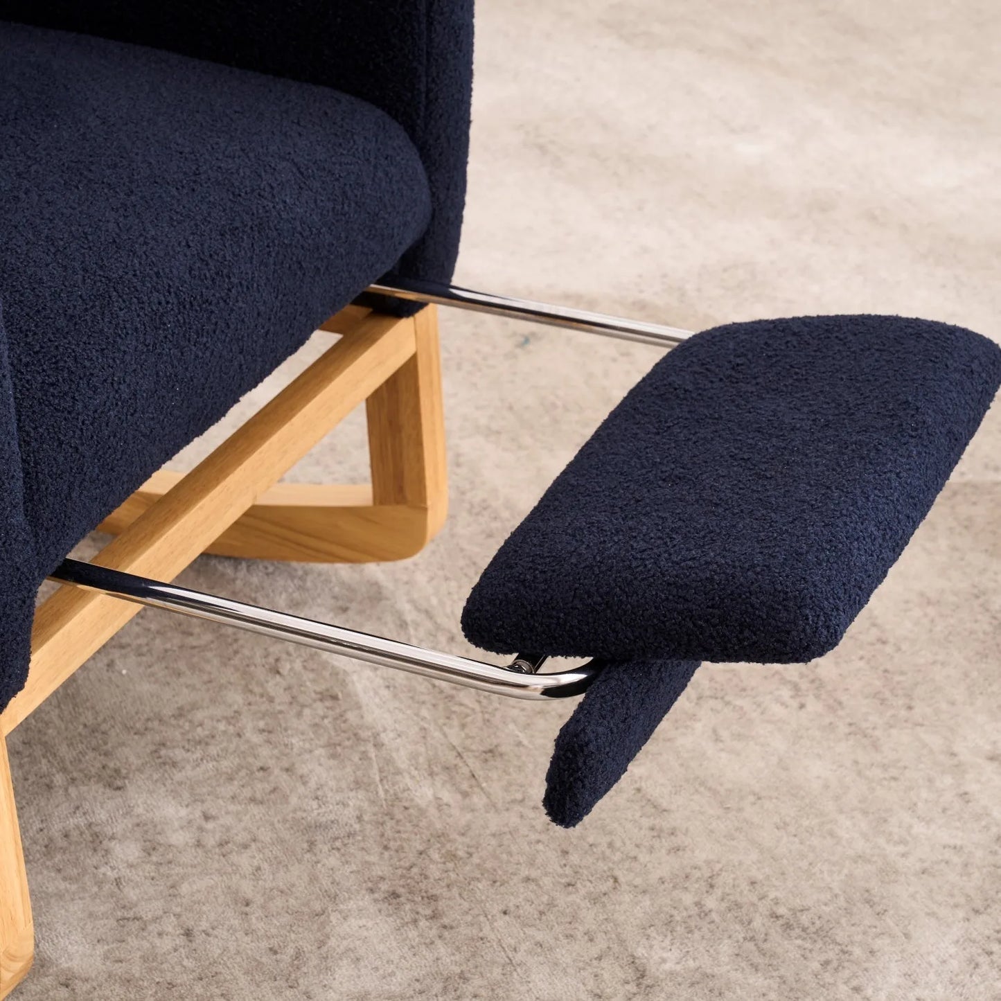 Caramel Accent Rocking Chair with Footrest High Back Rubber Wood Rocking Legs Bedroom Living Space 26.77D X 38.36W X 39.76H Inch detail view 21
