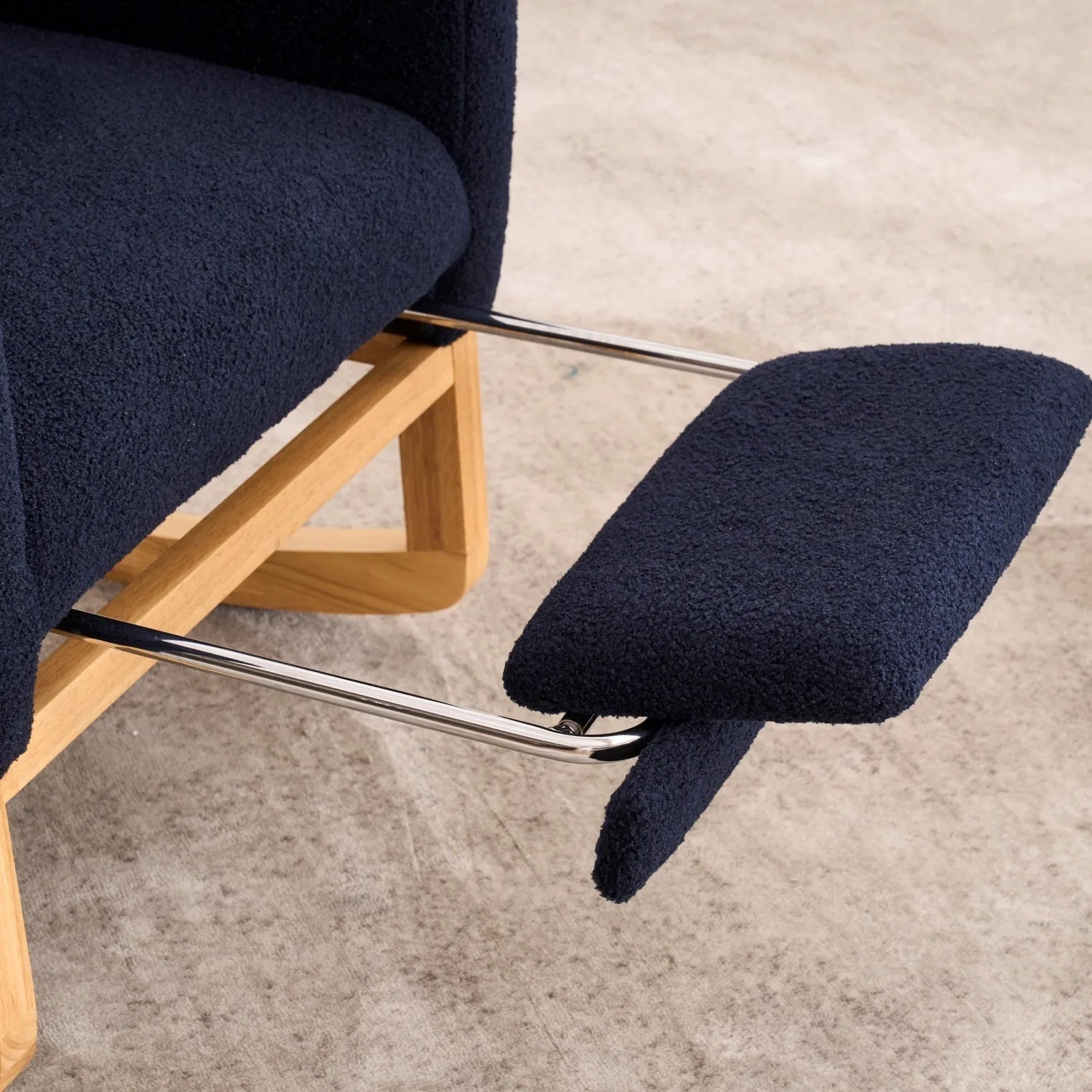 Caramel Accent Rocking Chair with Footrest High Back Rubber Wood Rocking Legs Bedroom Living Space 26.77D X 38.36W X 39.76H Inch detail view 21