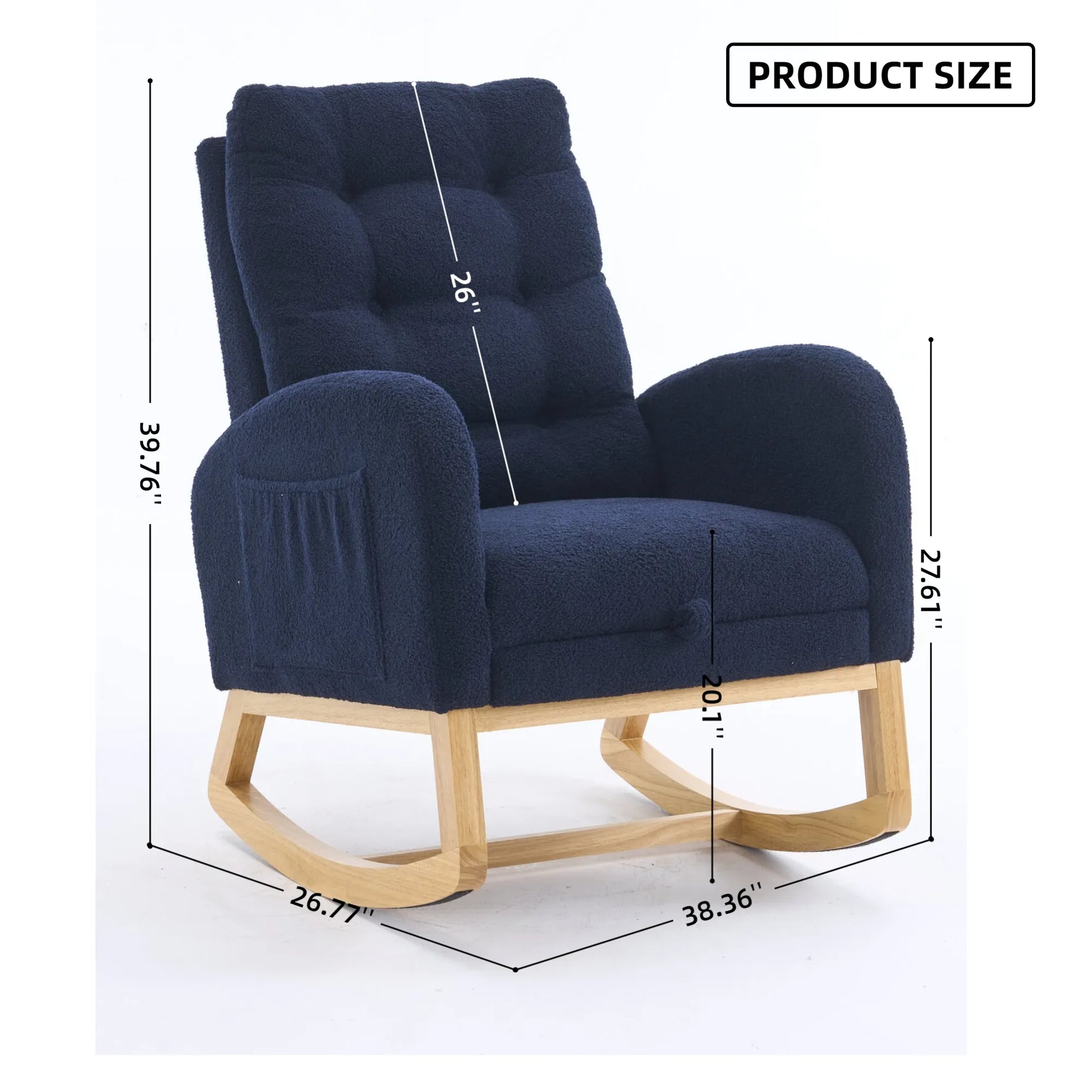 Caramel Accent Rocking Chair with Footrest High Back Rubber Wood Rocking Legs Bedroom Living Space 26.77D X 38.36W X 39.76H Inch detail view 24