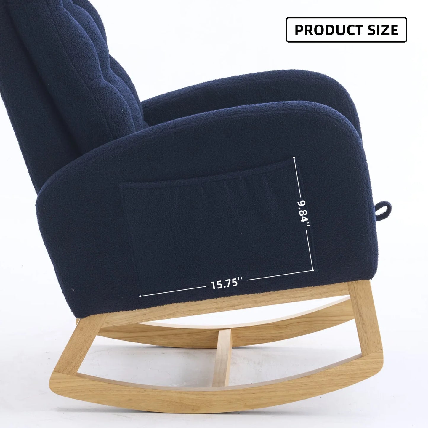 Caramel Accent Rocking Chair with Footrest High Back Rubber Wood Rocking Legs Bedroom Living Space 26.77D X 38.36W X 39.76H Inch detail view 25