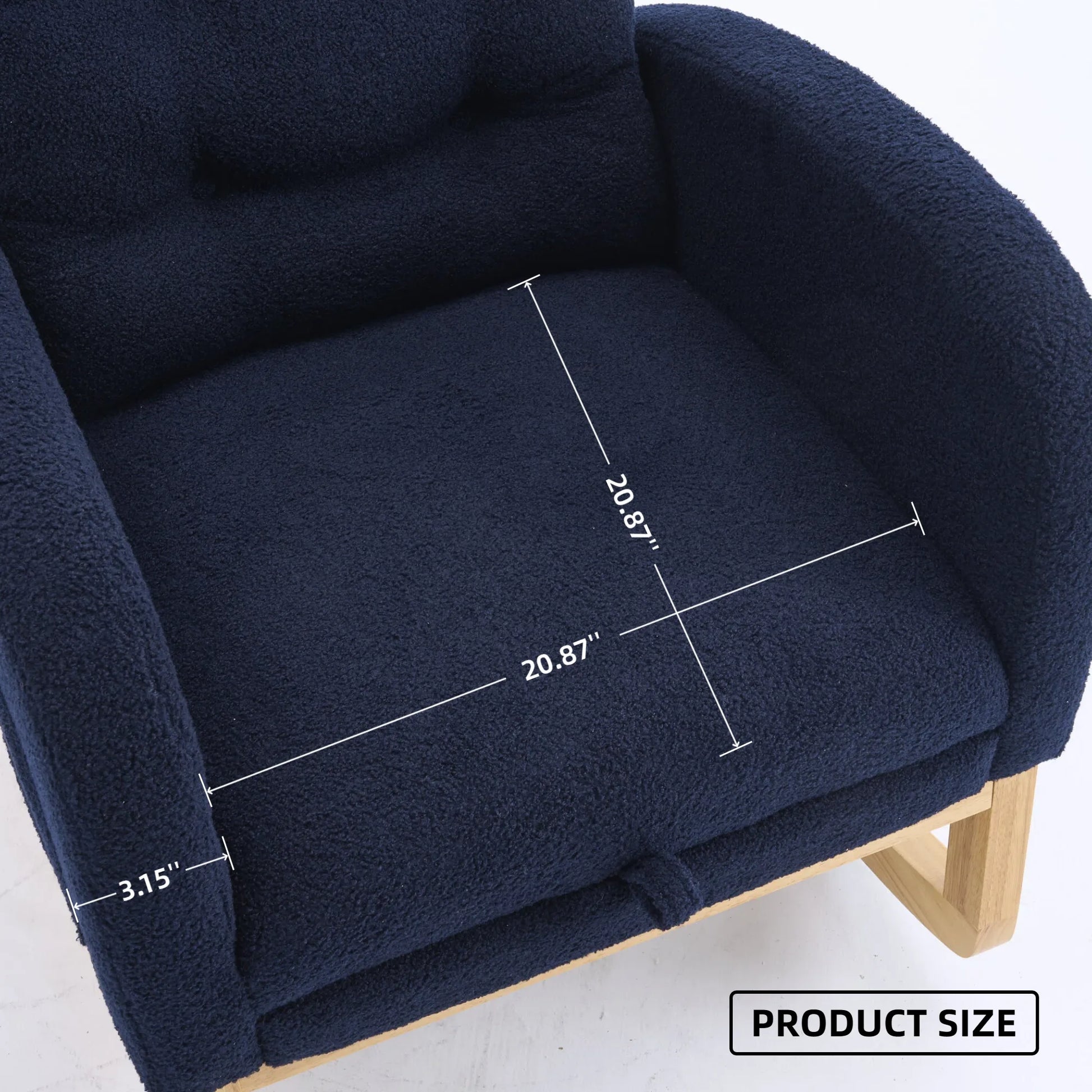 Caramel Accent Rocking Chair with Footrest High Back Rubber Wood Rocking Legs Bedroom Living Space 26.77D X 38.36W X 39.76H Inch detail view 26
