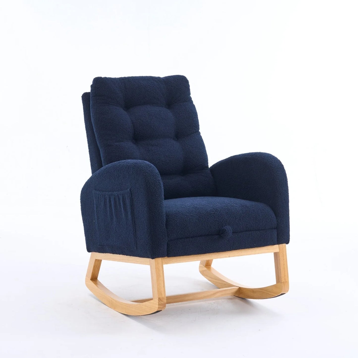Caramel Accent Rocking Chair with Footrest High Back Rubber Wood Rocking Legs Bedroom Living Space 26.77D X 38.36W X 39.76H Inch detail view 27