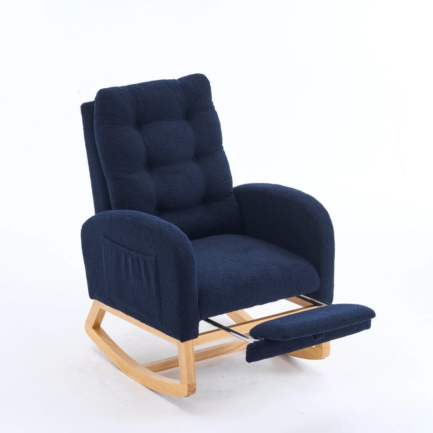 Caramel Accent Rocking Chair with Footrest High Back Rubber Wood Rocking Legs Bedroom Living Space 26.77D X 38.36W X 39.76H Inch detail view 28