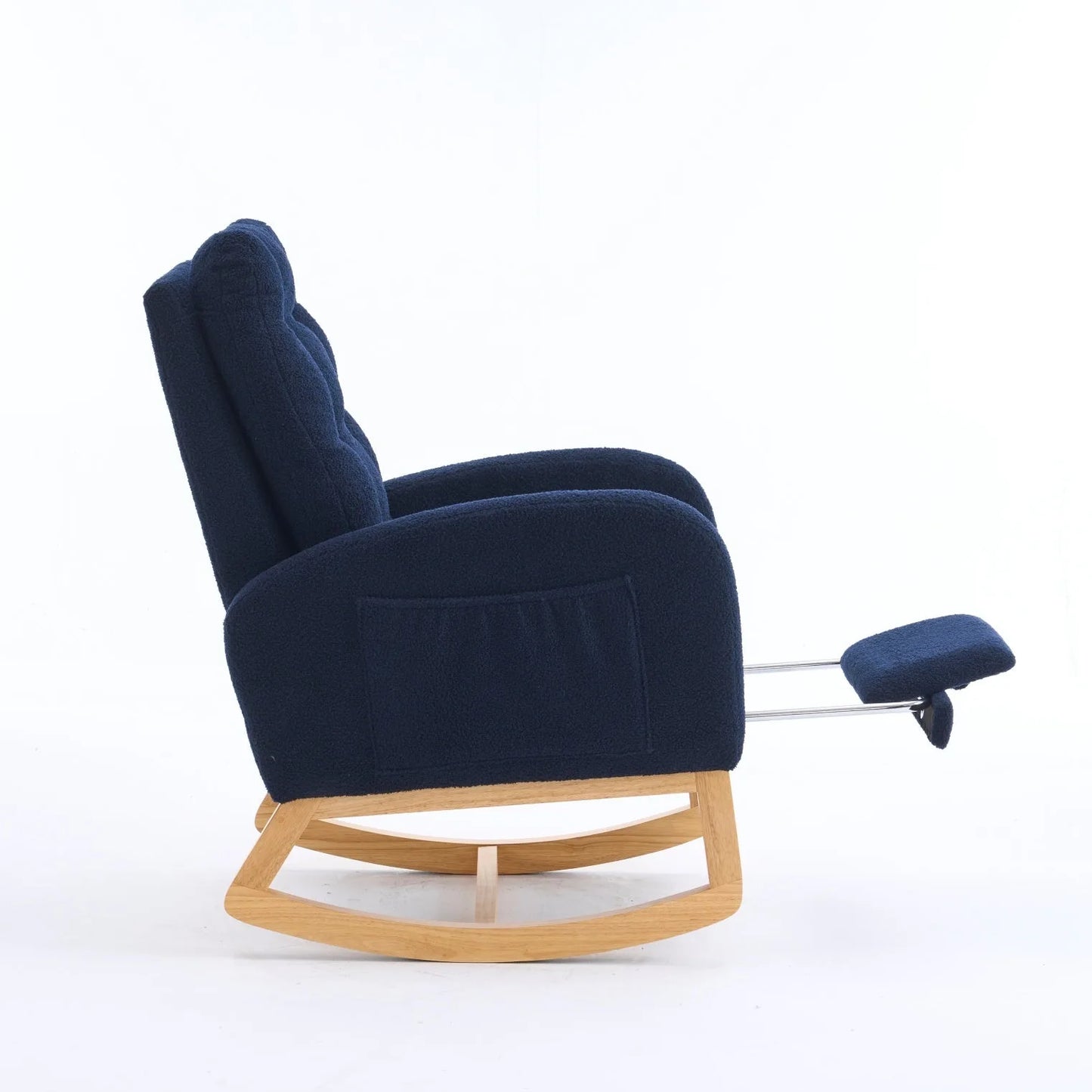 Caramel Accent Rocking Chair with Footrest High Back Rubber Wood Rocking Legs Bedroom Living Space 26.77D X 38.36W X 39.76H Inch detail view 29