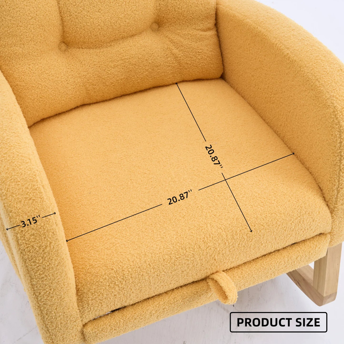 Caramel Accent Rocking Chair with Footrest High Back Rubber Wood Rocking Legs Bedroom Living Space 26.77D X 38.36W X 39.76H Inch detail view 39