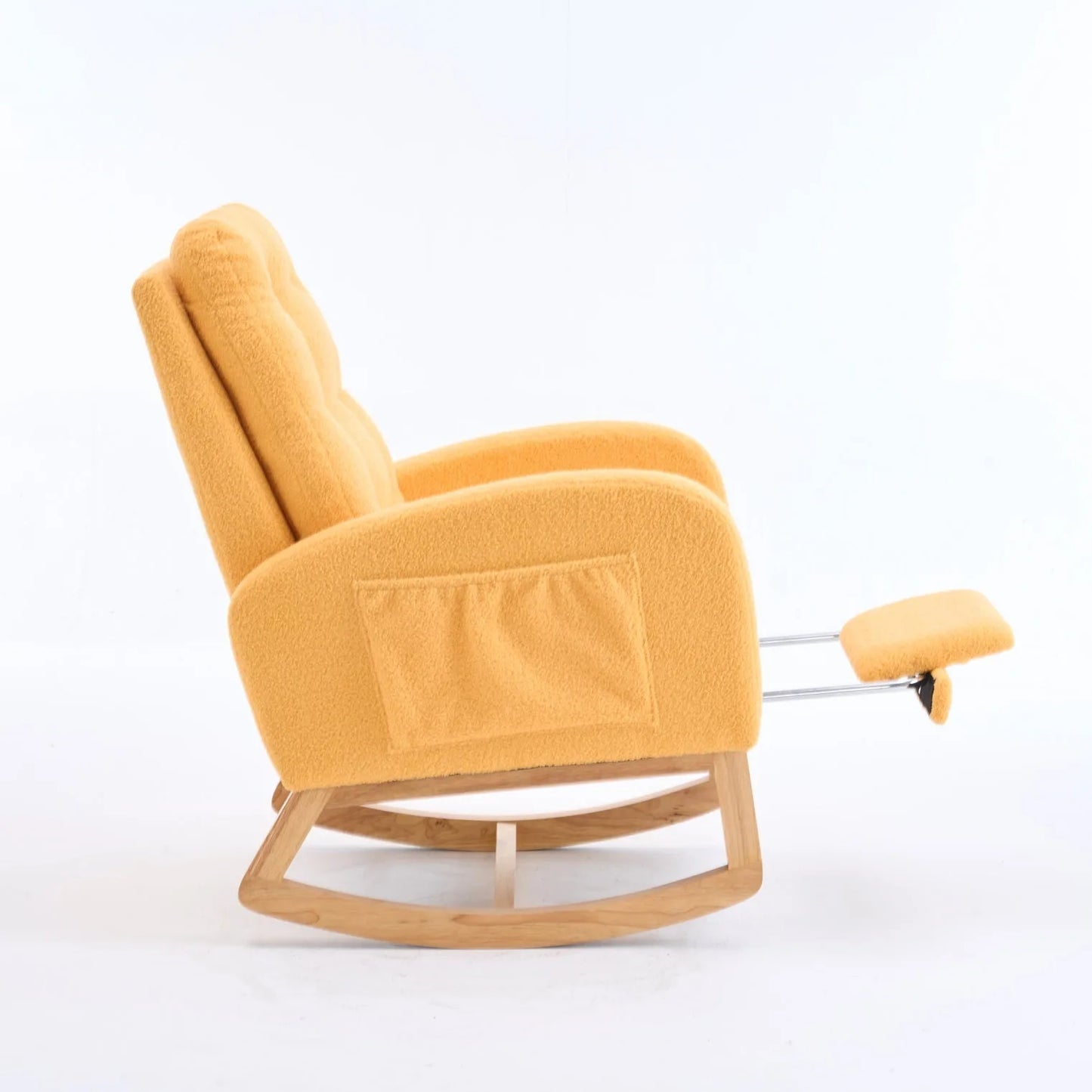 Caramel Accent Rocking Chair with Footrest High Back Rubber Wood Rocking Legs Bedroom Living Space 26.77D X 38.36W X 39.76H Inch detail view 41