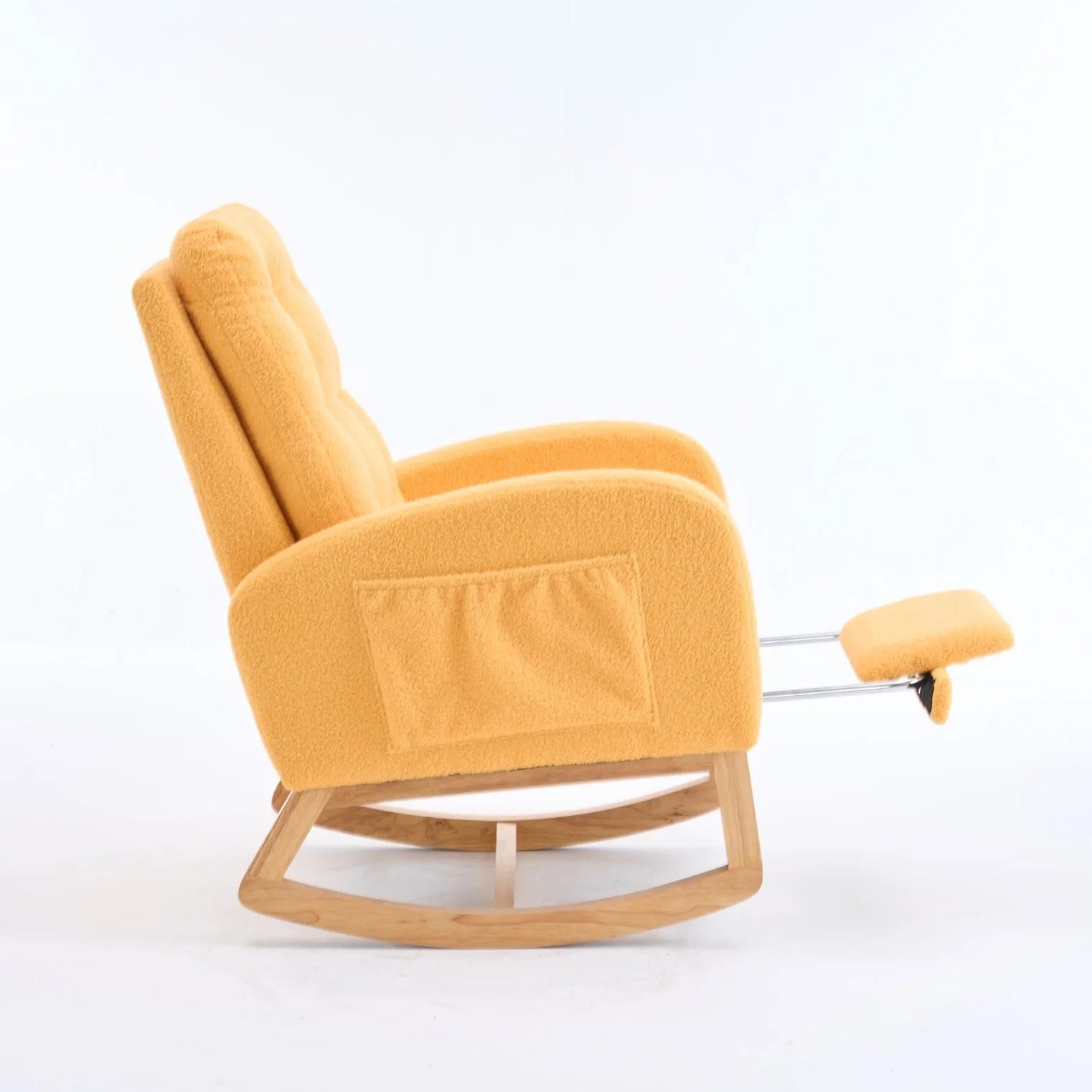 Caramel Accent Rocking Chair with Footrest High Back Rubber Wood Rocking Legs Bedroom Living Space 26.77D X 38.36W X 39.76H Inch detail view 41