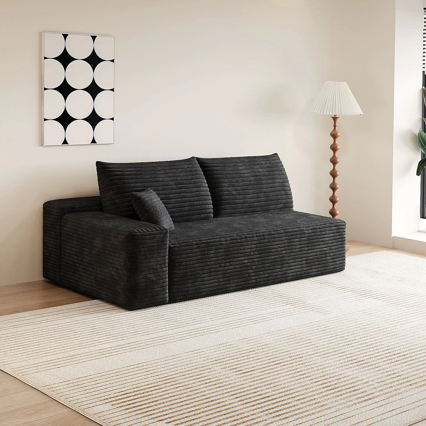 Plush Corduroy 3-Seat Sectional Sofa with Reversible Chaise lifestyle view