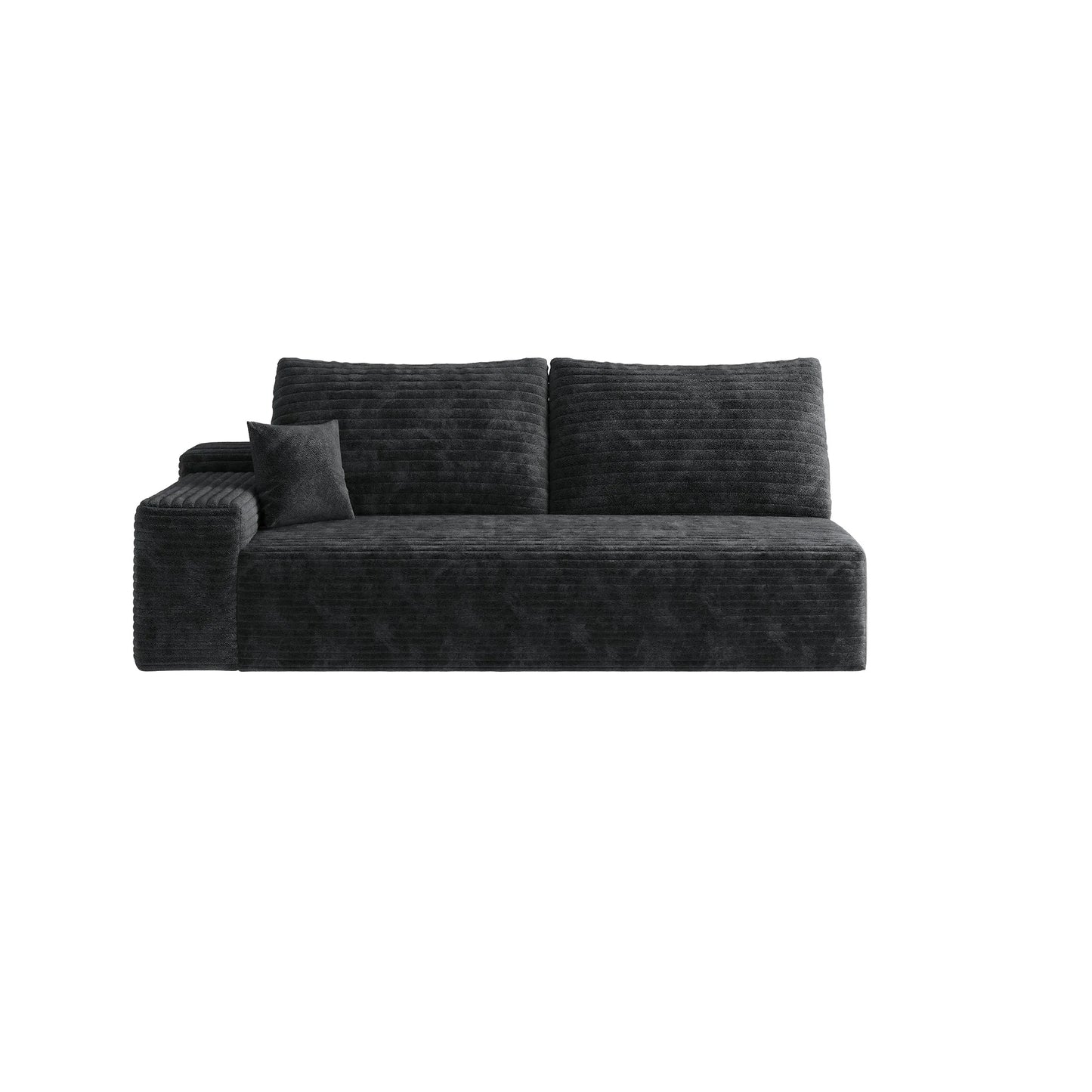 Plush Corduroy 3-Seat Sectional Sofa with Reversible Chaise detail view 3