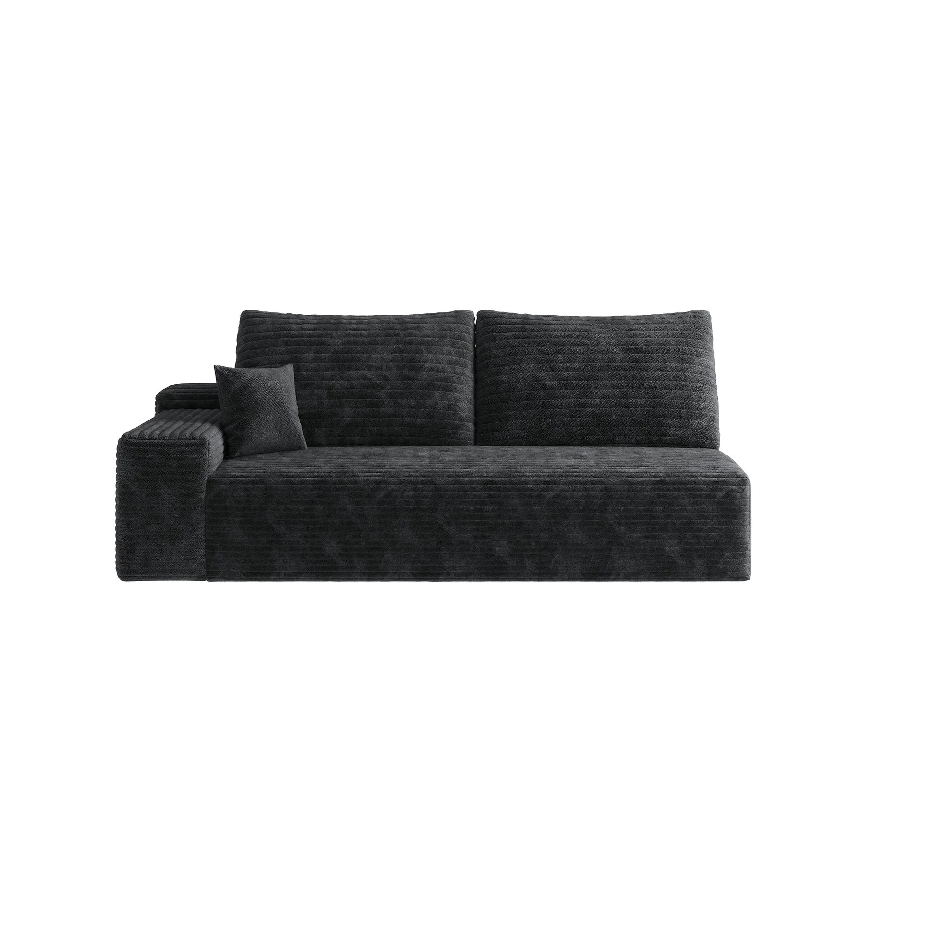 Plush Corduroy 3-Seat Sectional Sofa with Reversible Chaise detail view 3