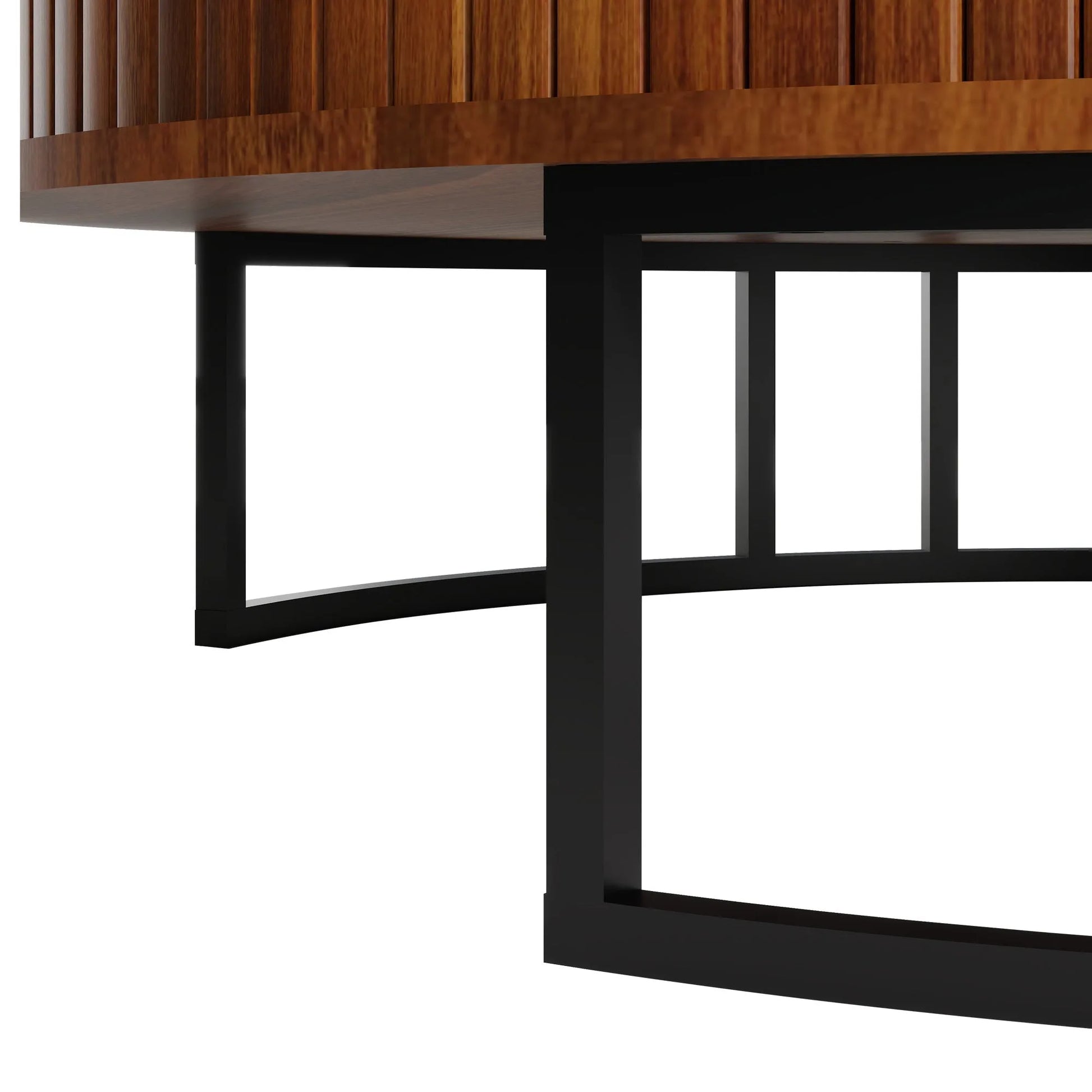 31.5' Round Coffee Table with Storage, Fluted Lift Top Center Table, Midcentury Modern Flip-top Curved Table for Living Room, Walnut detail view 7