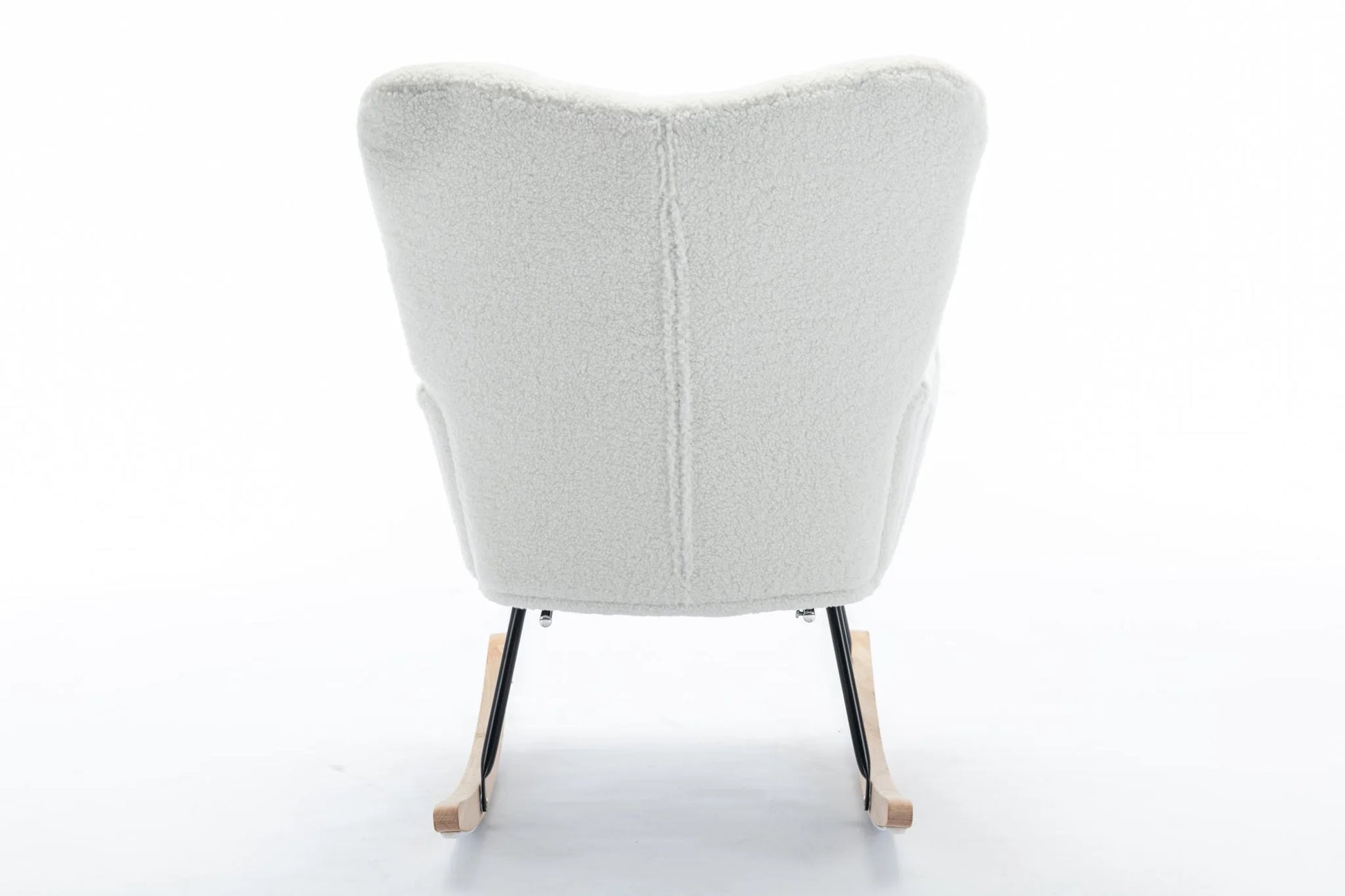 Teddy Fabric Leisure Rocking Chair With Adjustable Footstool, Nursery Rocking Chair, High Backrest, Storage Pocket On The Right Side, The Base Rocker Is Solid Wood And Metal, Dark Gray detail view 79
