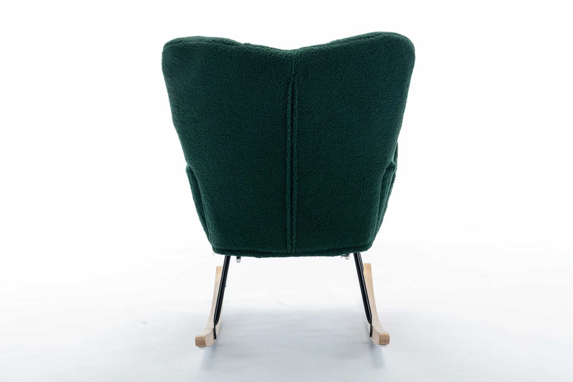 Teddy Fabric Leisure Rocking Chair With Adjustable Footstool, Nursery Rocking Chair, High Backrest, Storage Pocket On The Right Side, The Base Rocker Is Solid Wood And Metal, Dark Gray detail view 107