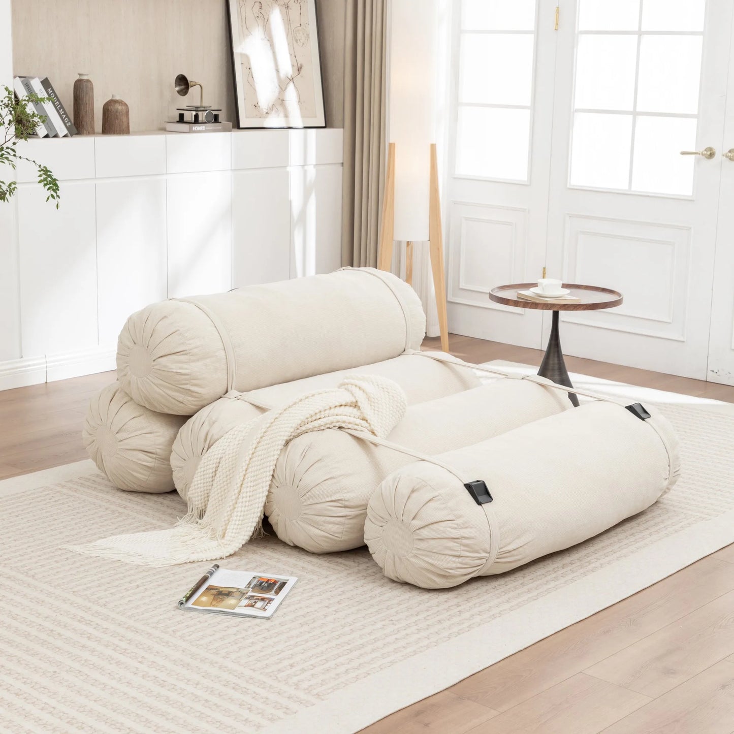 Adjustable Floor Sofa, Corduroy Lazy Sofa with Adjustable Straps for Versatile Configurations, Multi-Person Leisure Chair, Suitable for Living Room, Bedroom and More detail view 2