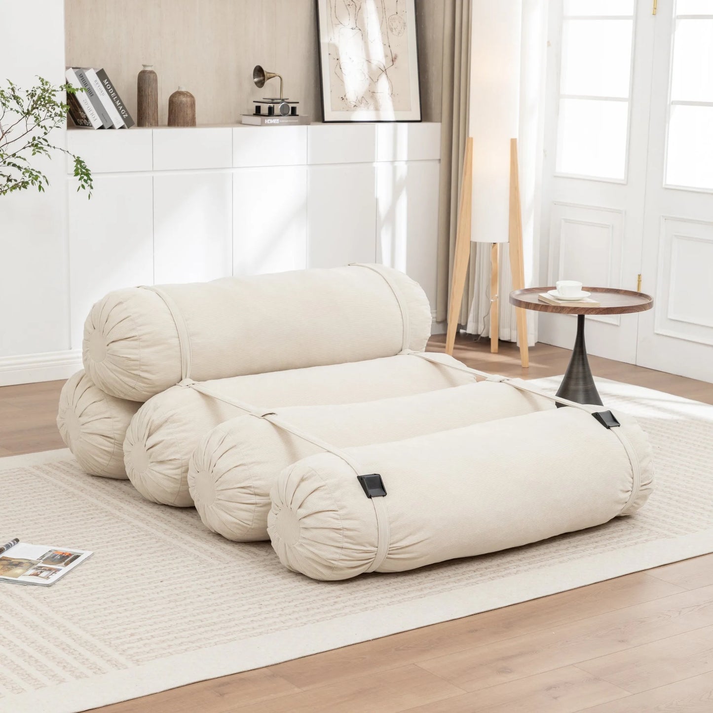 Adjustable Floor Sofa, Corduroy Lazy Sofa with Adjustable Straps for Versatile Configurations, Multi-Person Leisure Chair, Suitable for Living Room, Bedroom and More detail view 3
