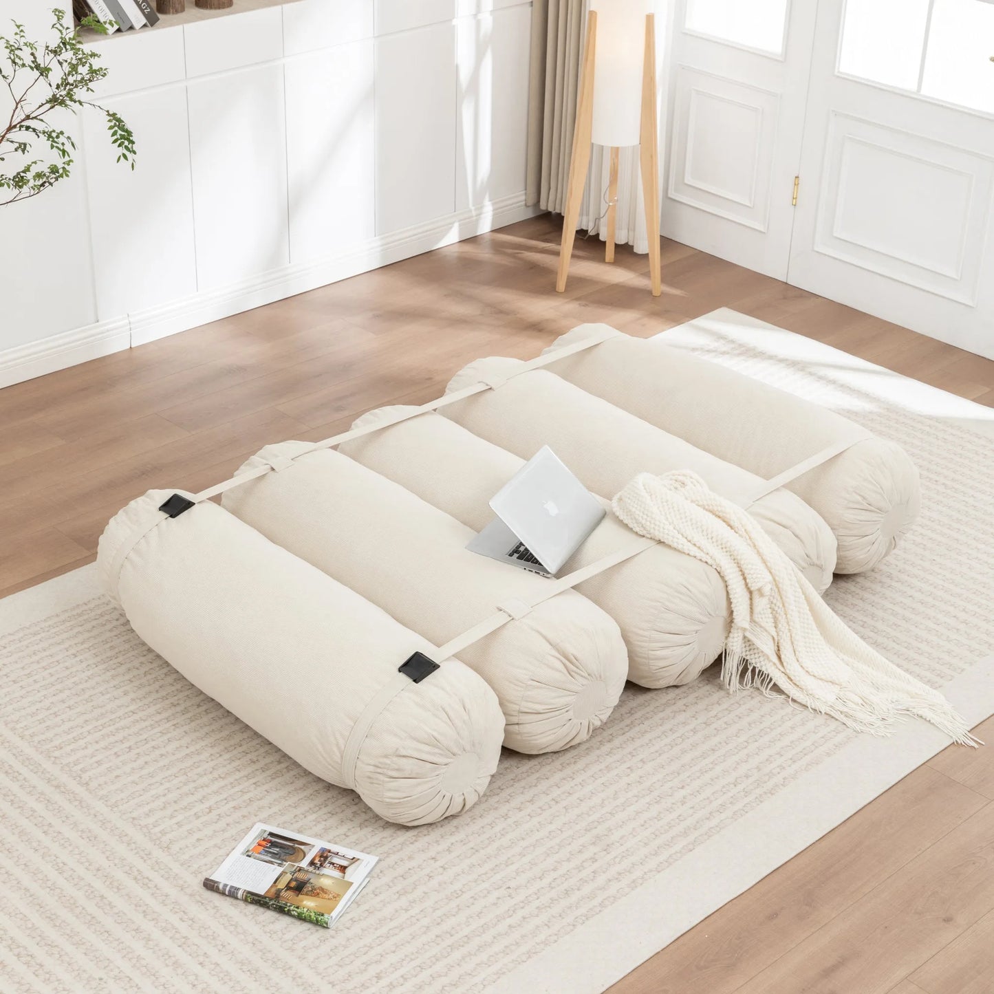 Adjustable Floor Sofa, Corduroy Lazy Sofa with Adjustable Straps for Versatile Configurations, Multi-Person Leisure Chair, Suitable for Living Room, Bedroom and More detail view 13