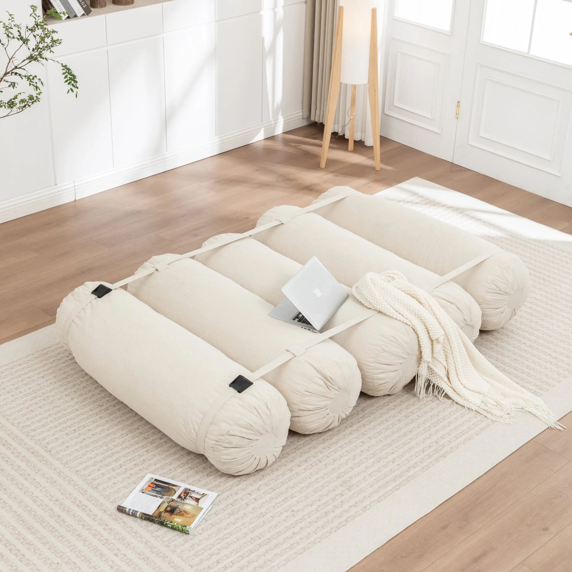 Adjustable Floor Sofa, Corduroy Lazy Sofa with Adjustable Straps for Versatile Configurations, Multi-Person Leisure Chair, Suitable for Living Room, Bedroom and More detail view 13