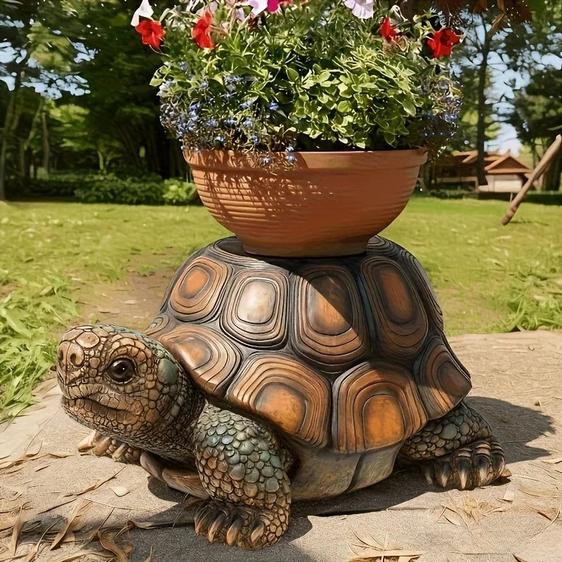 18' Garden Turtle Statue Stool, Simulated Animal Resin Sculpture, Multi-Purpose Decorative Stool for Living Room, Balcony, Office, Garden, Courtyard & Lawn detail view 3