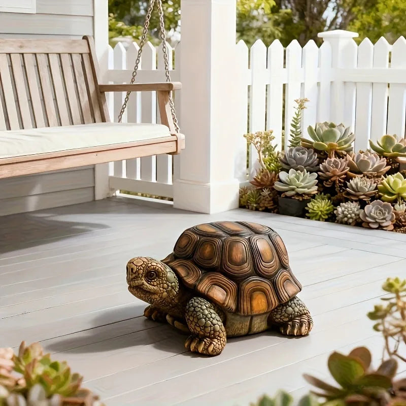 18' Garden Turtle Statue Stool, Simulated Animal Resin Sculpture, Multi-Purpose Decorative Stool for Living Room, Balcony, Office, Garden, Courtyard & Lawn detail view 7