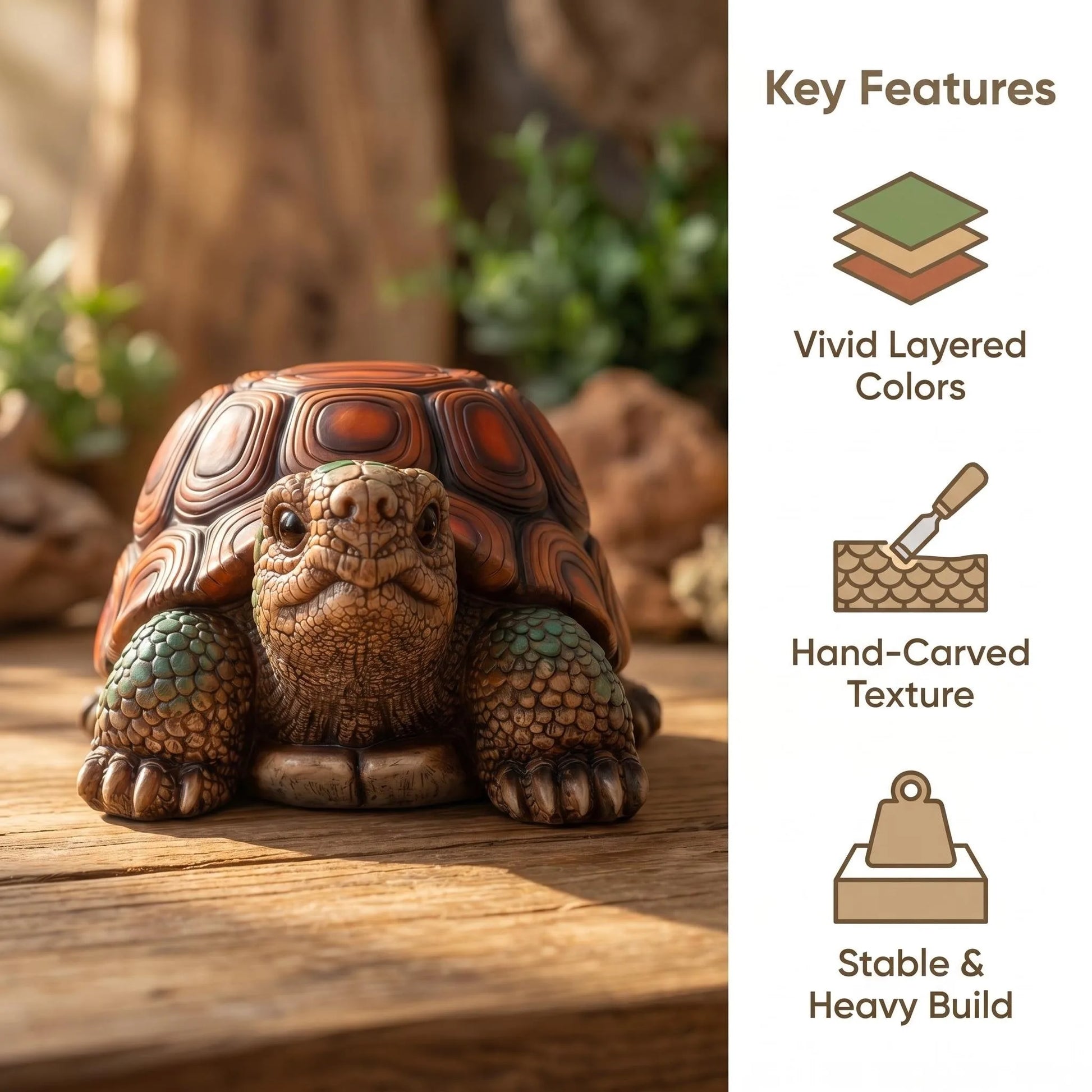 18' Garden Turtle Statue Stool, Simulated Animal Resin Sculpture, Multi-Purpose Decorative Stool for Living Room, Balcony, Office, Garden, Courtyard & Lawn detail view 13