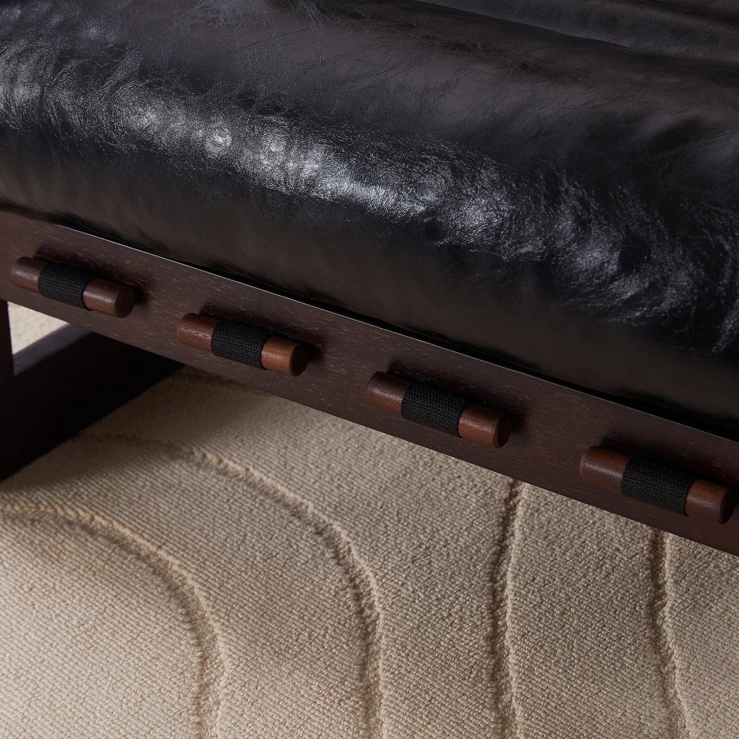 Medieval modern style lounge chair, removable armrests, vintage oil wax leather sofa chair, vintage style decorative chair, suitable for living room, study, office.Antique Black detail view 13
