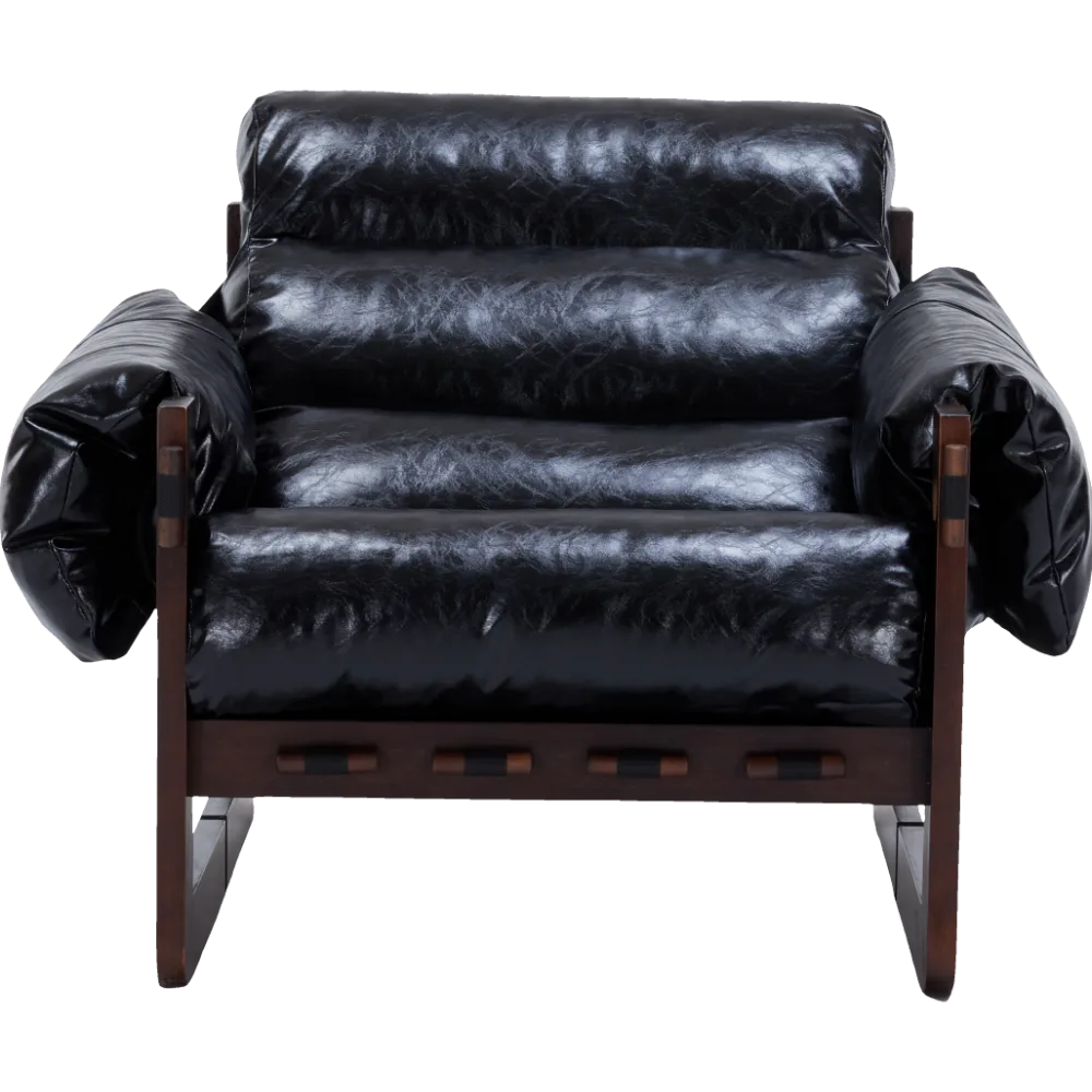 Medieval modern style lounge chair, removable armrests, vintage oil wax leather sofa chair, vintage style decorative chair, suitable for living room, study, office.Antique Black detail view 22