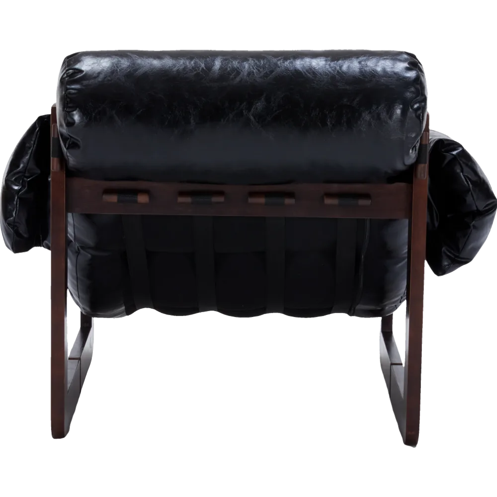 Medieval modern style lounge chair, removable armrests, vintage oil wax leather sofa chair, vintage style decorative chair, suitable for living room, study, office.Antique Black detail view 24